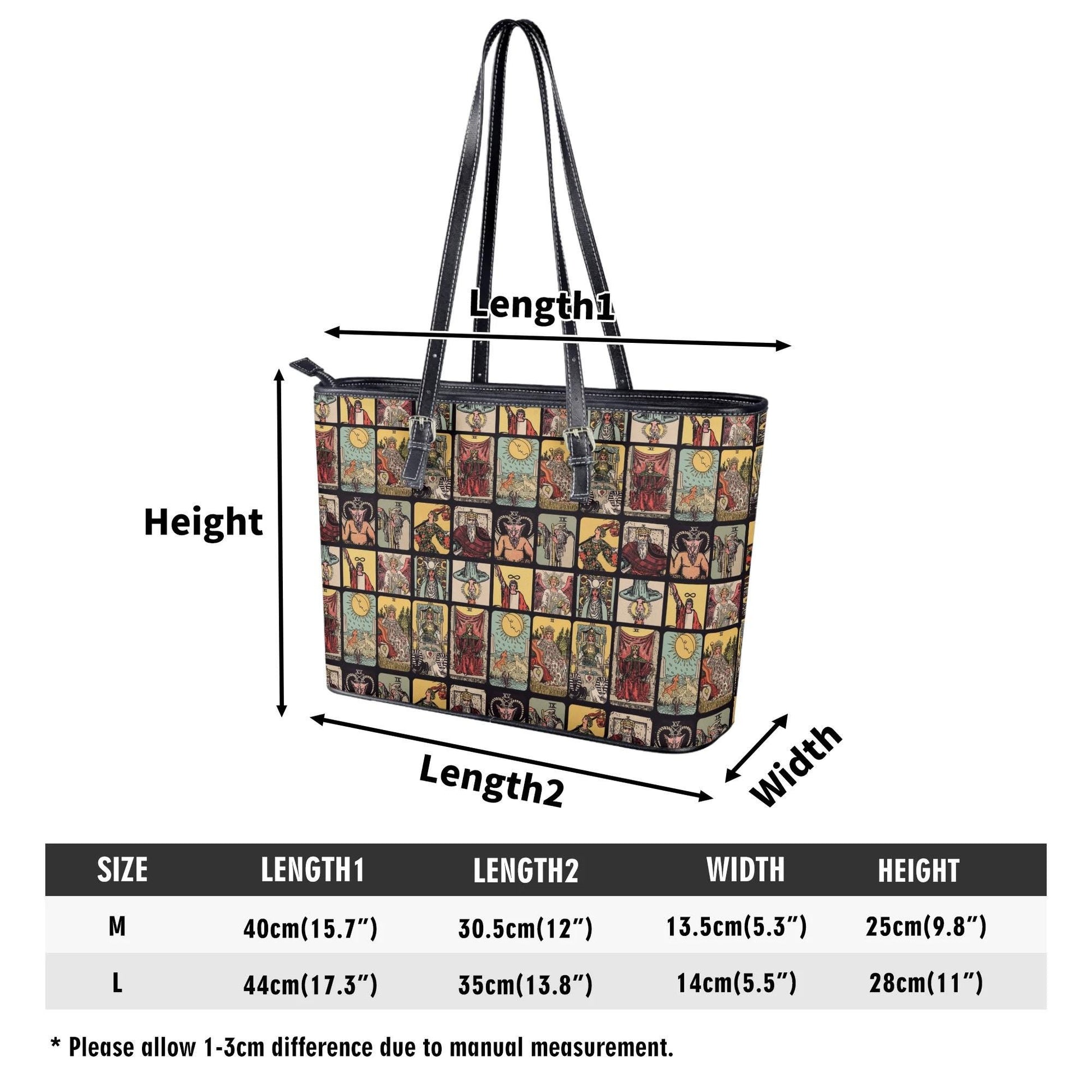 Vintage Tarot Card PU Leather Tote Bag, Mystical Shoulder Purse