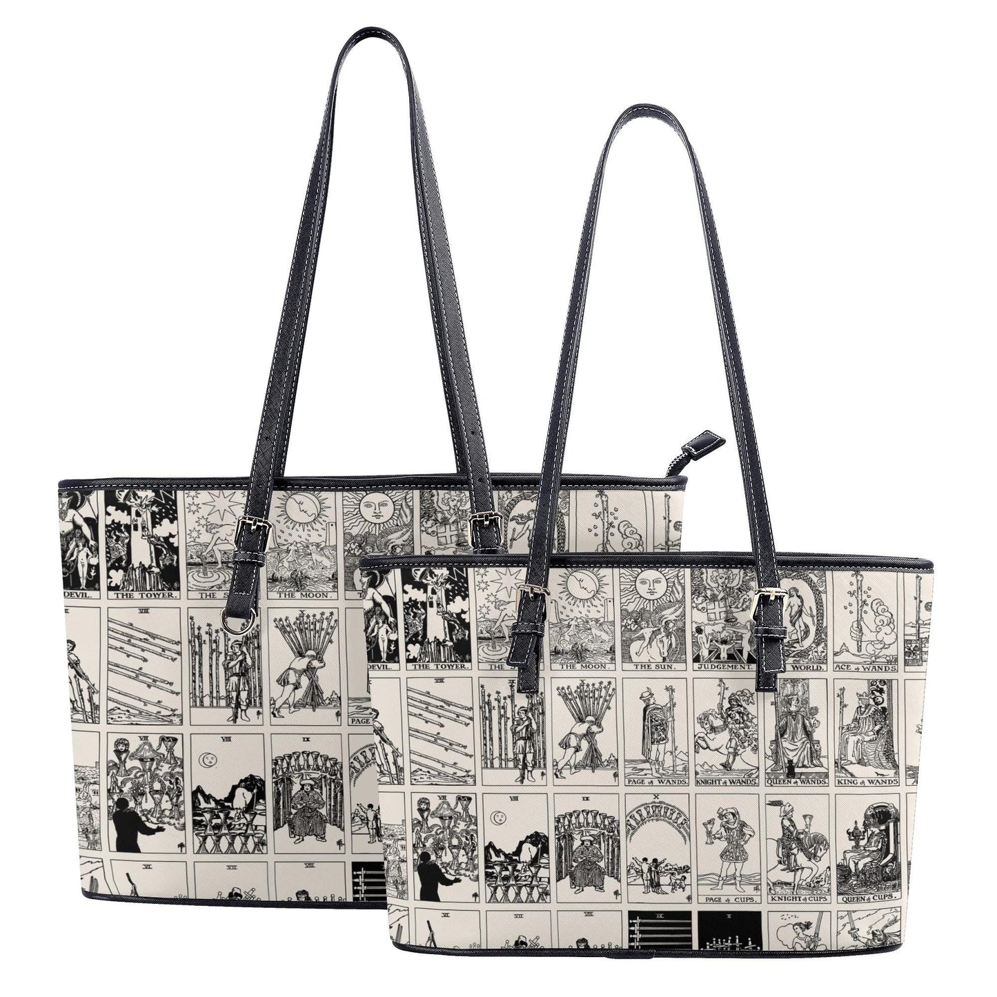 Black and White Tarot Card Tote, Vintage Purse, Mystical Shoulder Bag, Witchy Everyday