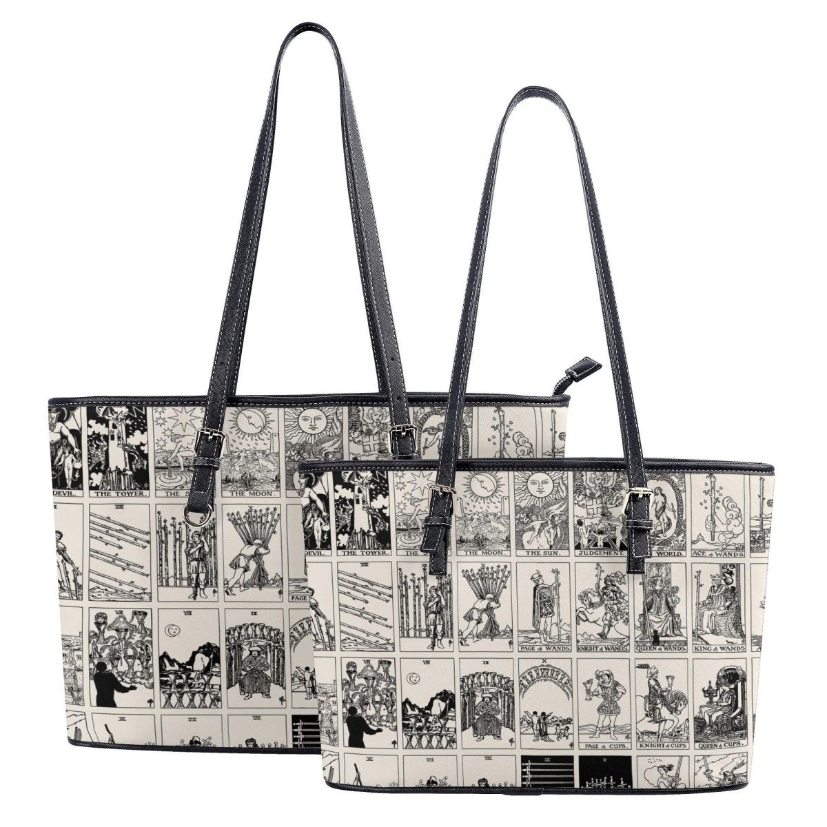 Black and White Tarot Card Tote, Vintage Purse, Mystical Shoulder Bag, Witchy Everyday