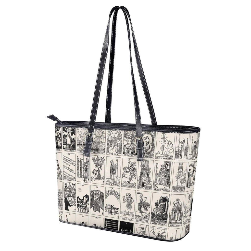 Black and White Tarot Card Tote, Vintage Purse, Mystical Shoulder Bag, Witchy Everyday