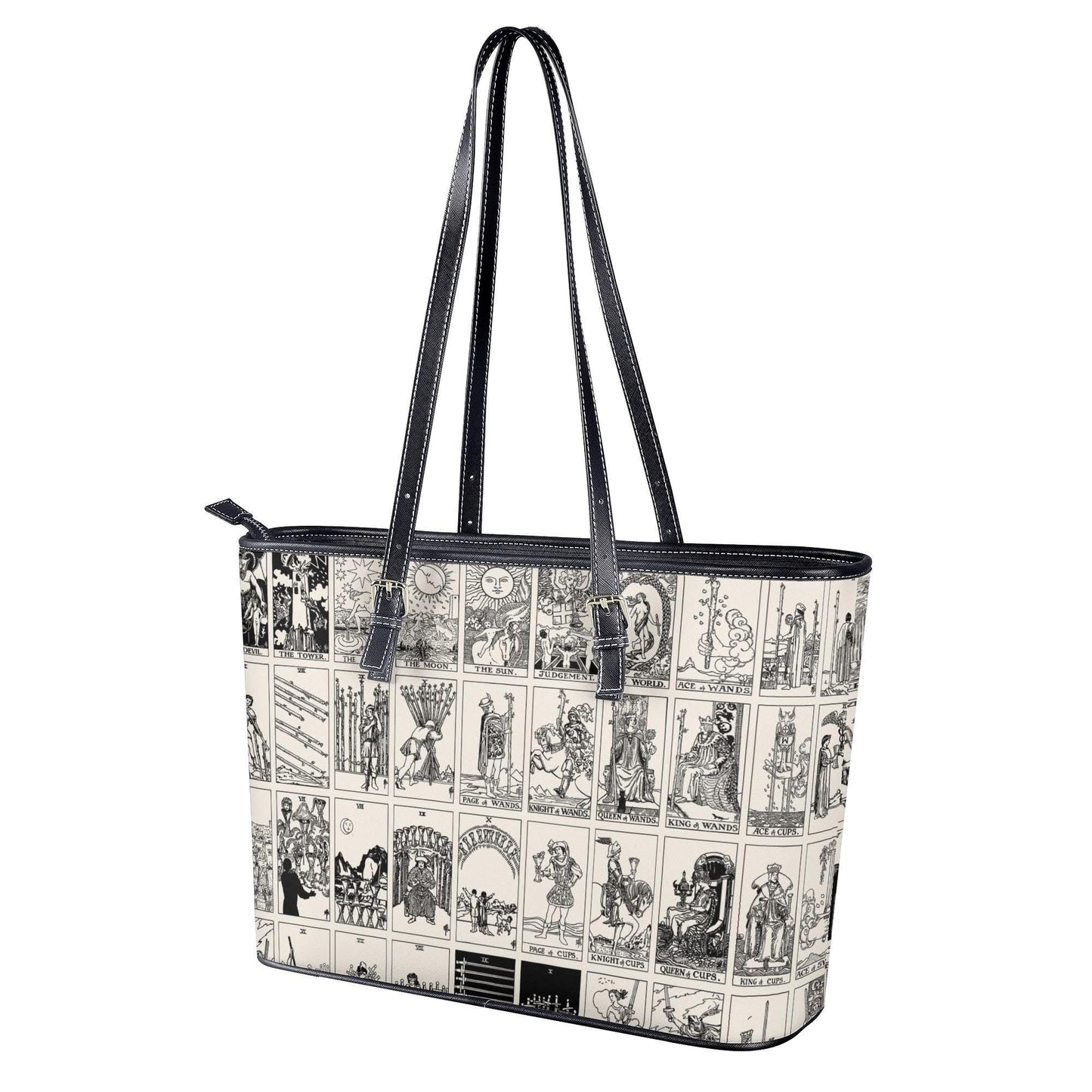 Black and White Tarot Card Tote, Vintage Purse, Mystical Shoulder Bag, Witchy Everyday