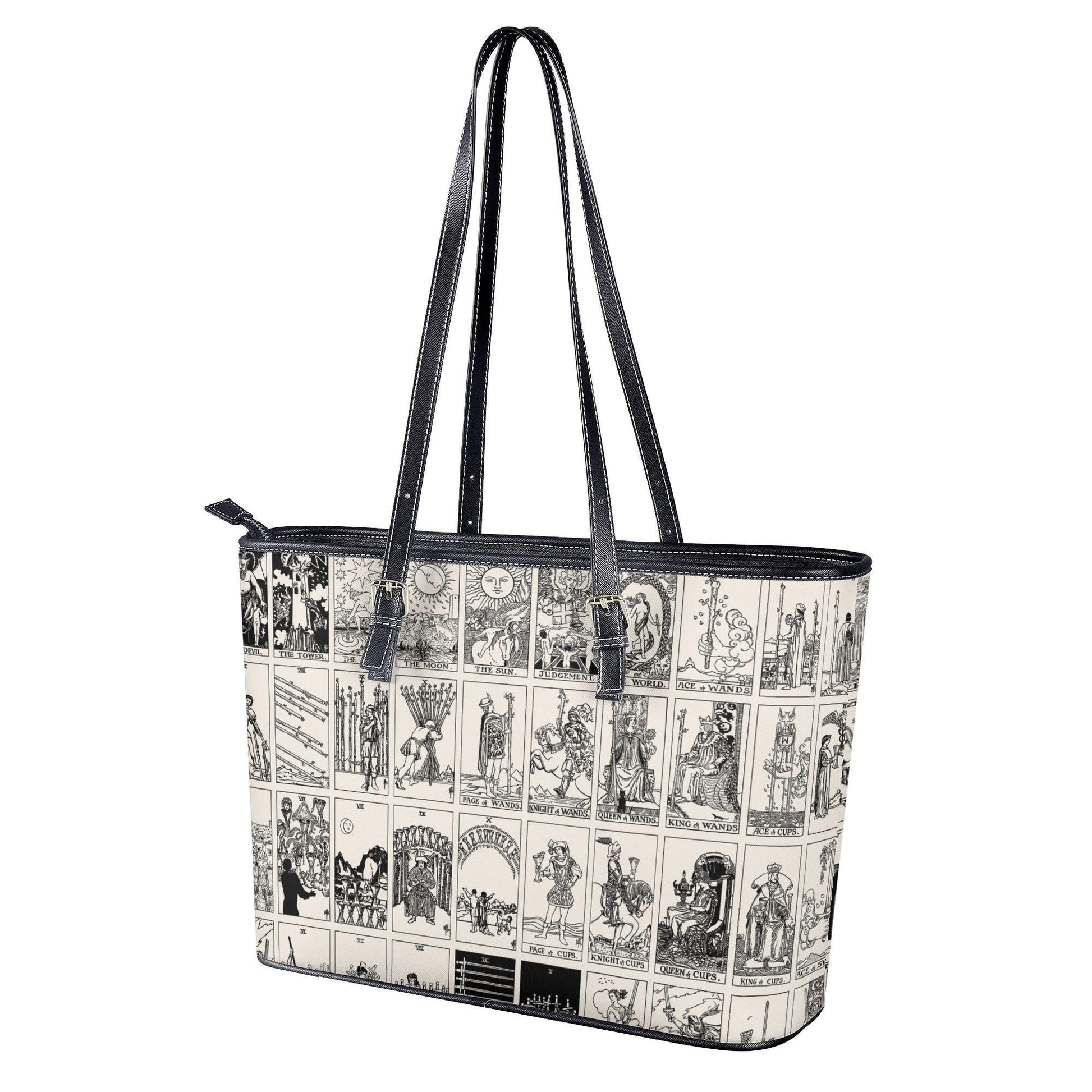 Black and White Tarot Card Tote, Vintage Purse, Mystical Shoulder Bag, Witchy Everyday