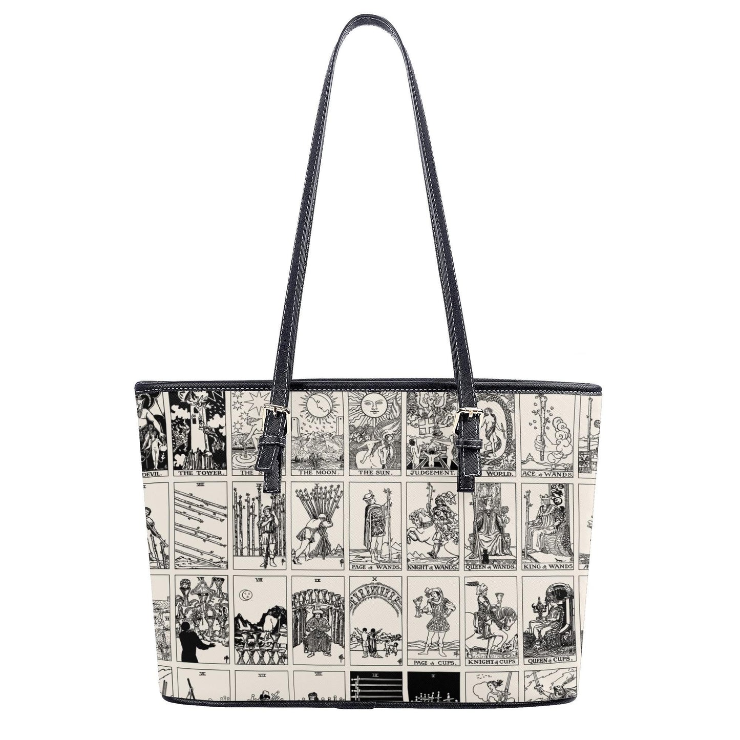 Black and White Tarot Card Tote, Vintage Purse, Mystical Shoulder Bag, Witchy Everyday