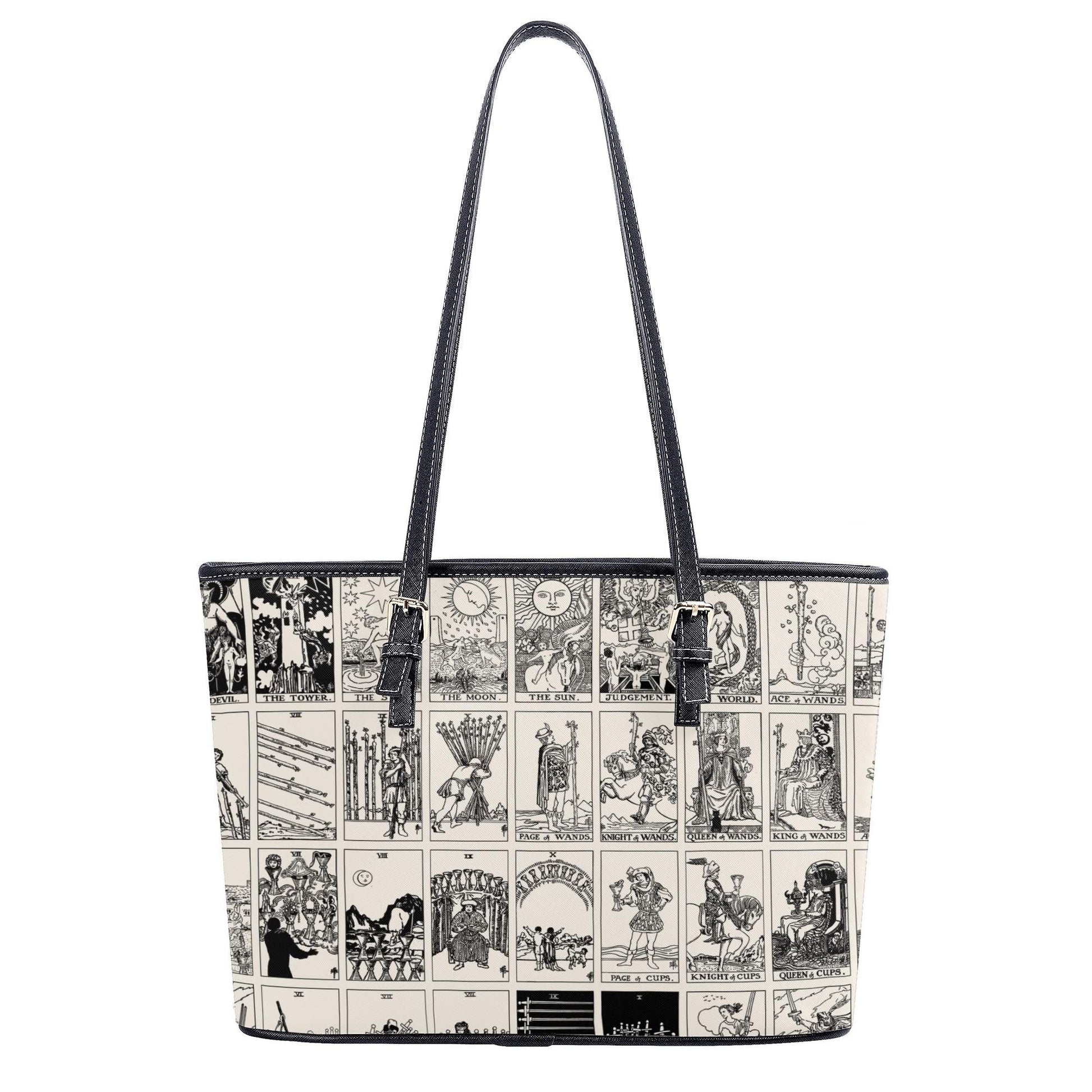 Black and White Tarot Card Tote, Vintage Purse, Mystical Shoulder Bag, Witchy Everyday