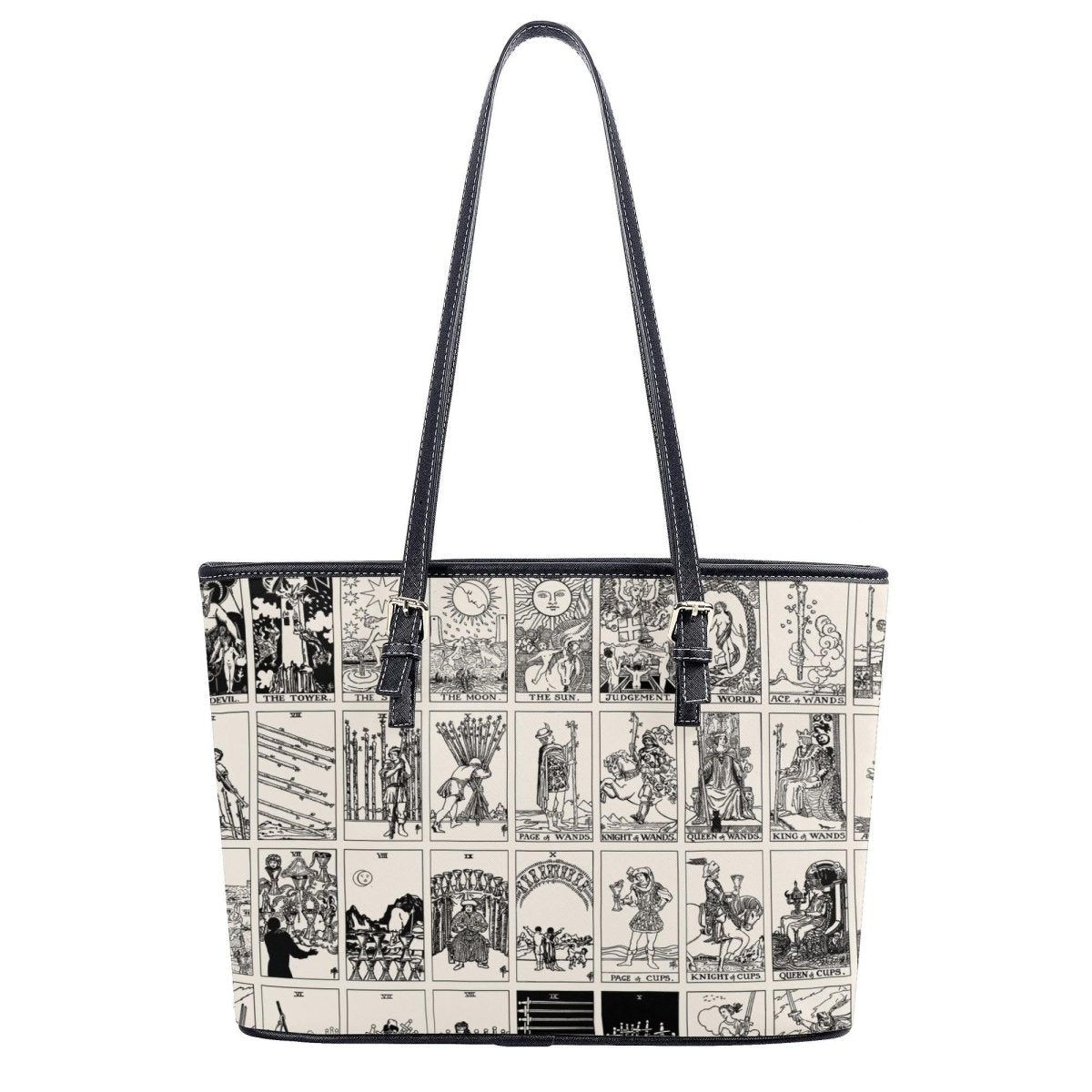 Black and White Tarot Card Tote, Vintage Purse, Mystical Shoulder Bag, Witchy Everyday