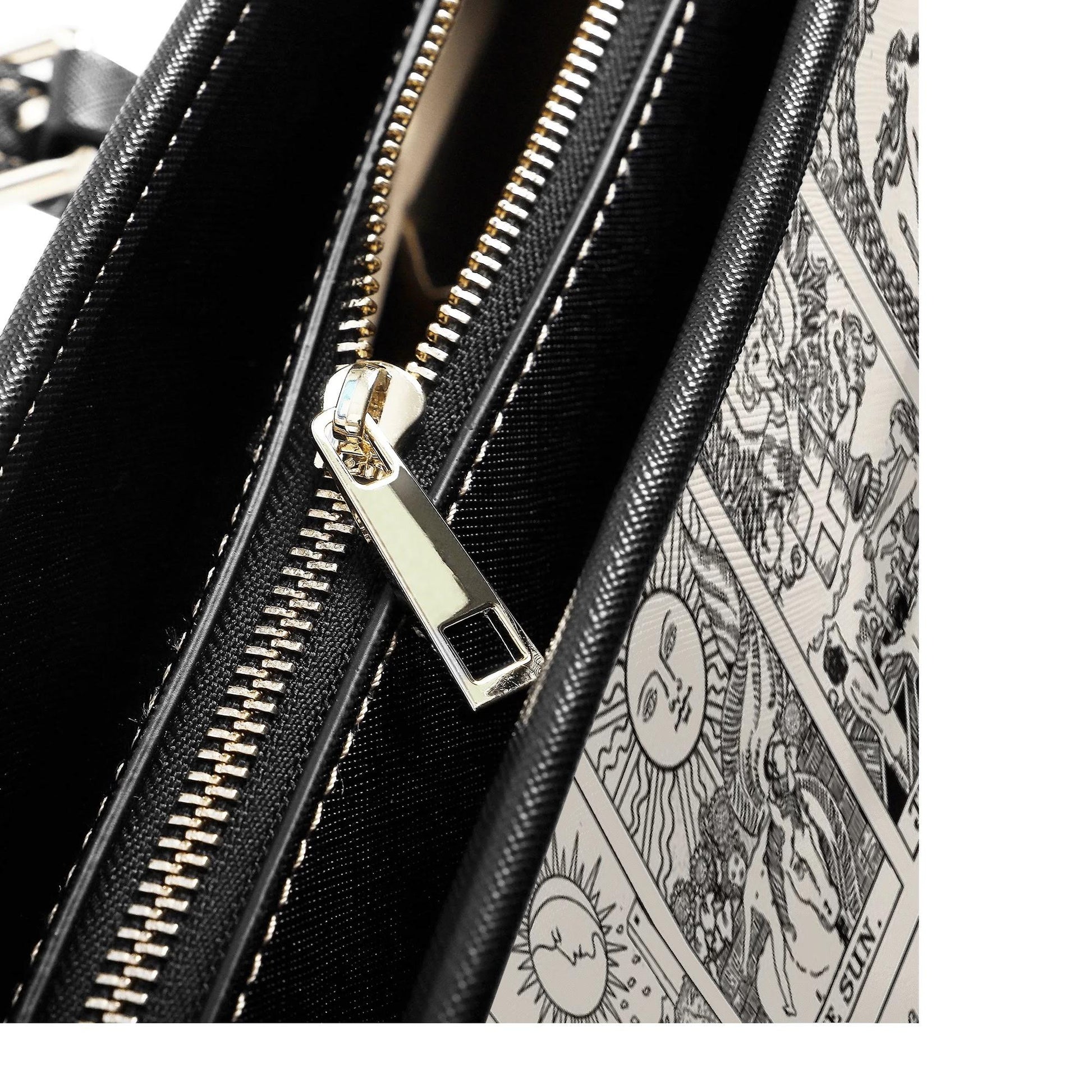Black and White Tarot Card Tote, Vintage Purse, Mystical Shoulder Bag, Witchy Everyday