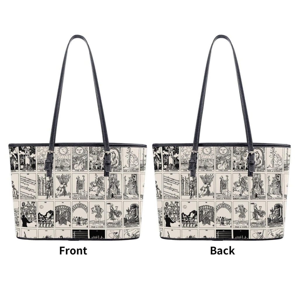 Black and White Tarot Card Tote, Vintage Purse, Mystical Shoulder Bag, Witchy Everyday