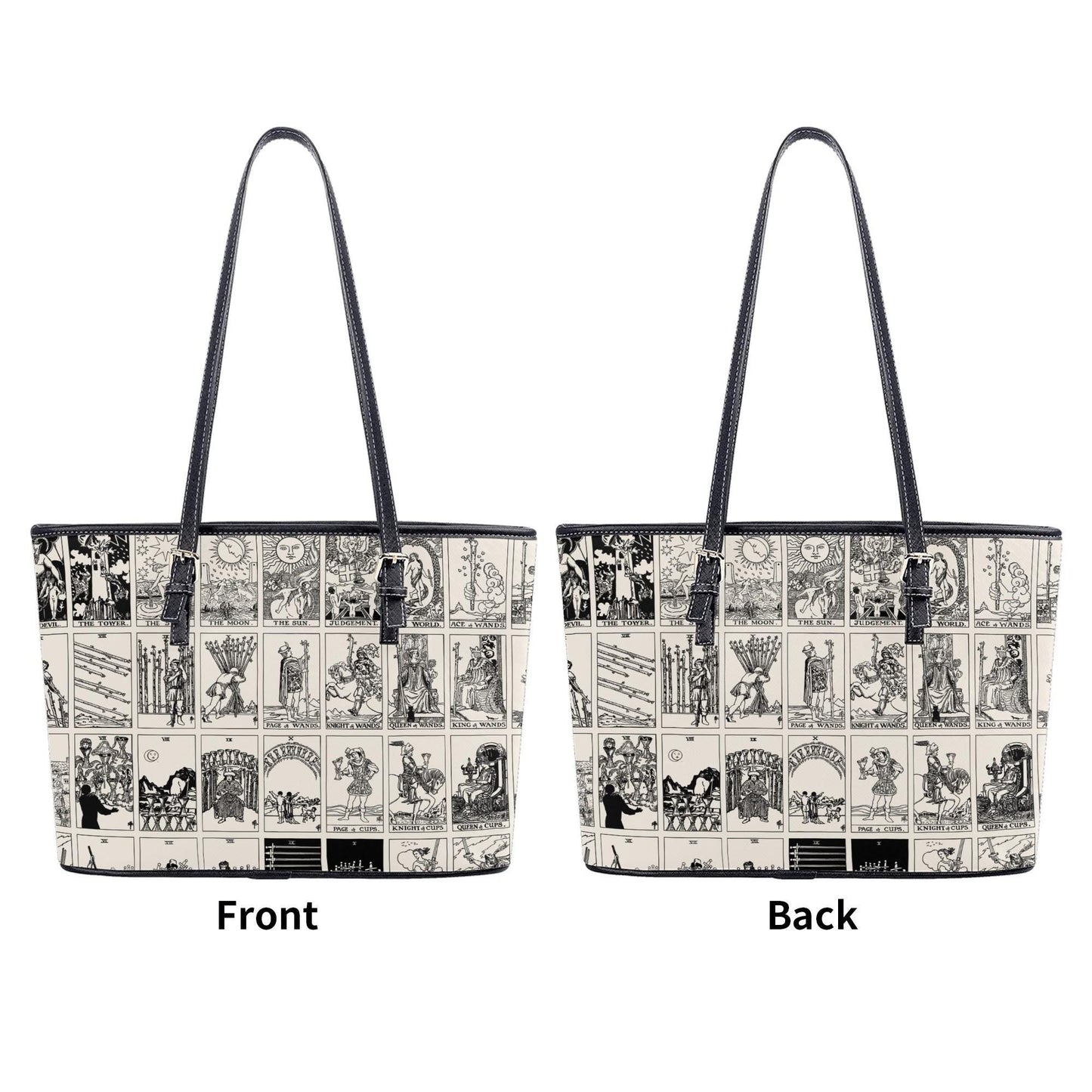 Black and White Tarot Card Tote, Vintage Purse, Mystical Shoulder Bag, Witchy Everyday