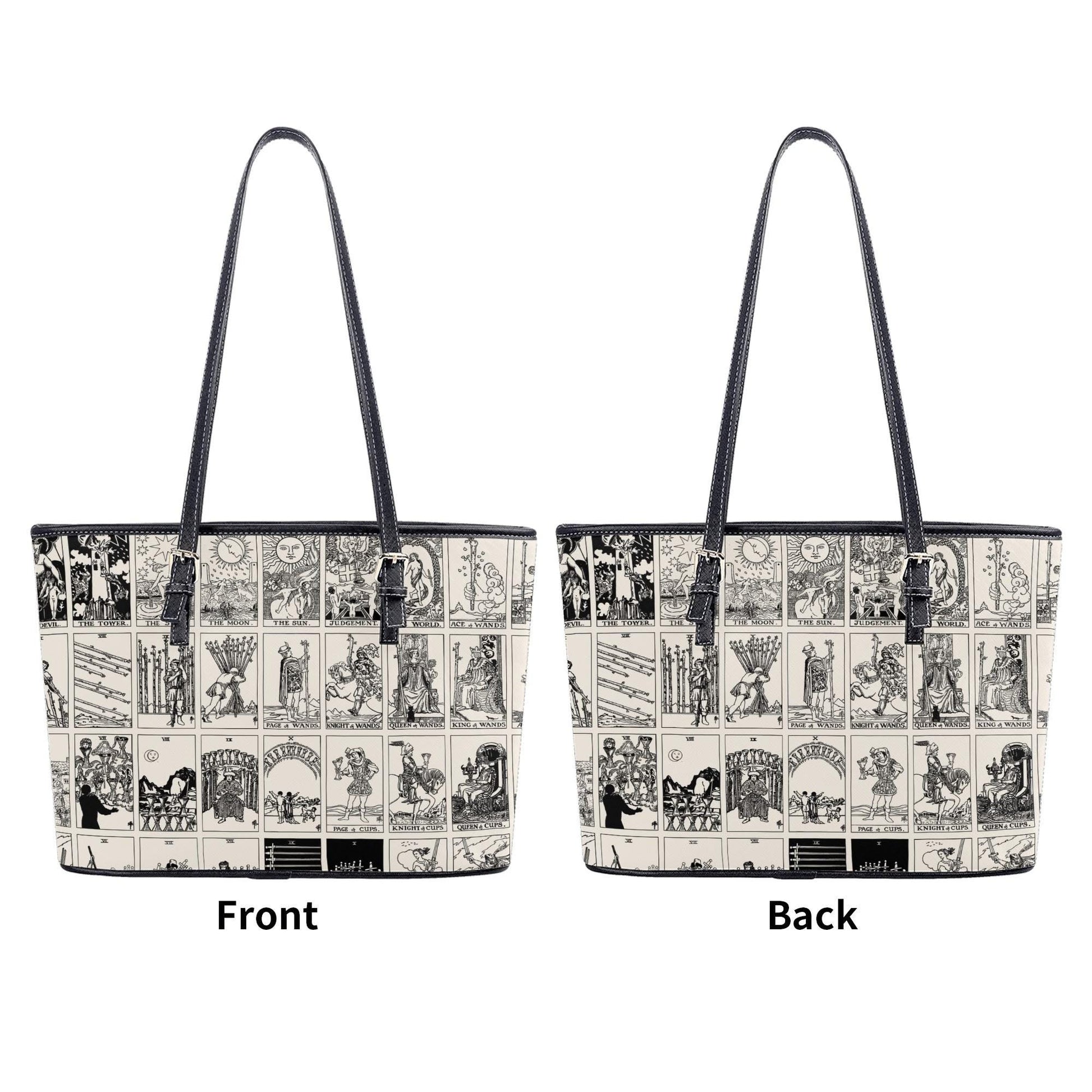 Black and White Tarot Card Tote, Vintage Purse, Mystical Shoulder Bag, Witchy Everyday