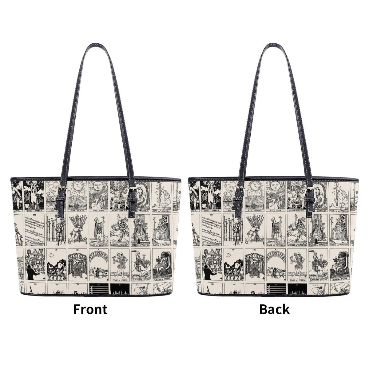 Black and White Tarot Card Tote, Vintage Purse, Mystical Shoulder Bag, Witchy Everyday