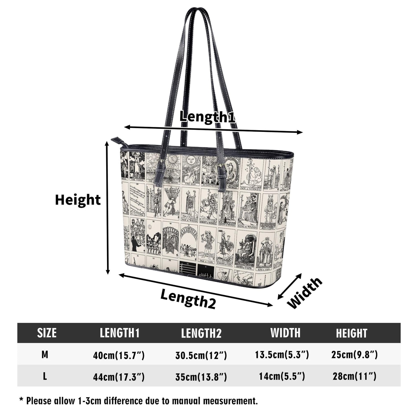 Black and White Tarot Card Tote, Vintage Purse, Mystical Shoulder Bag, Witchy Everyday