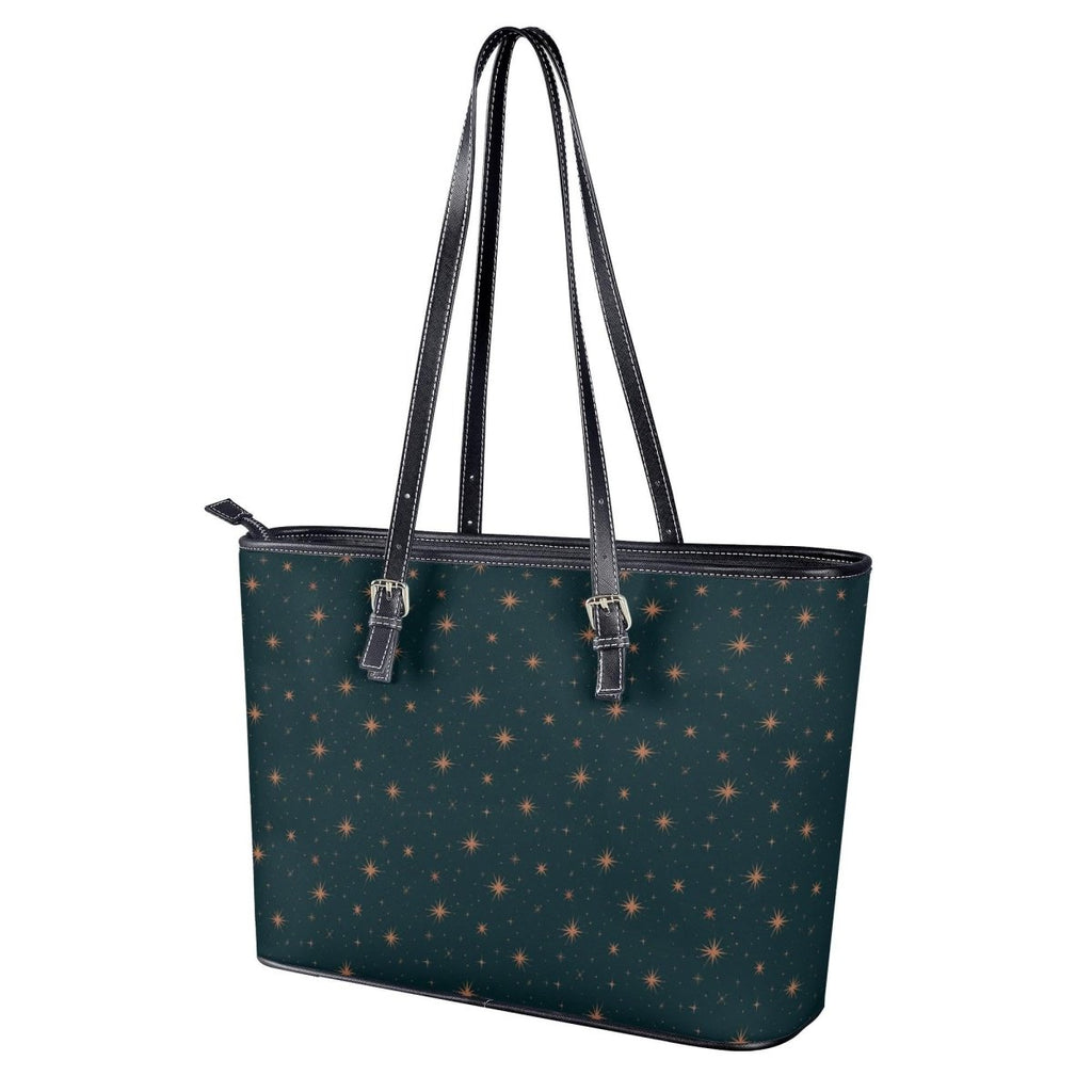 Dark Green Star Tote Bag, Celestial Shoulder Bag, Witchy Everyda, Minimalist Cosmic Handbag