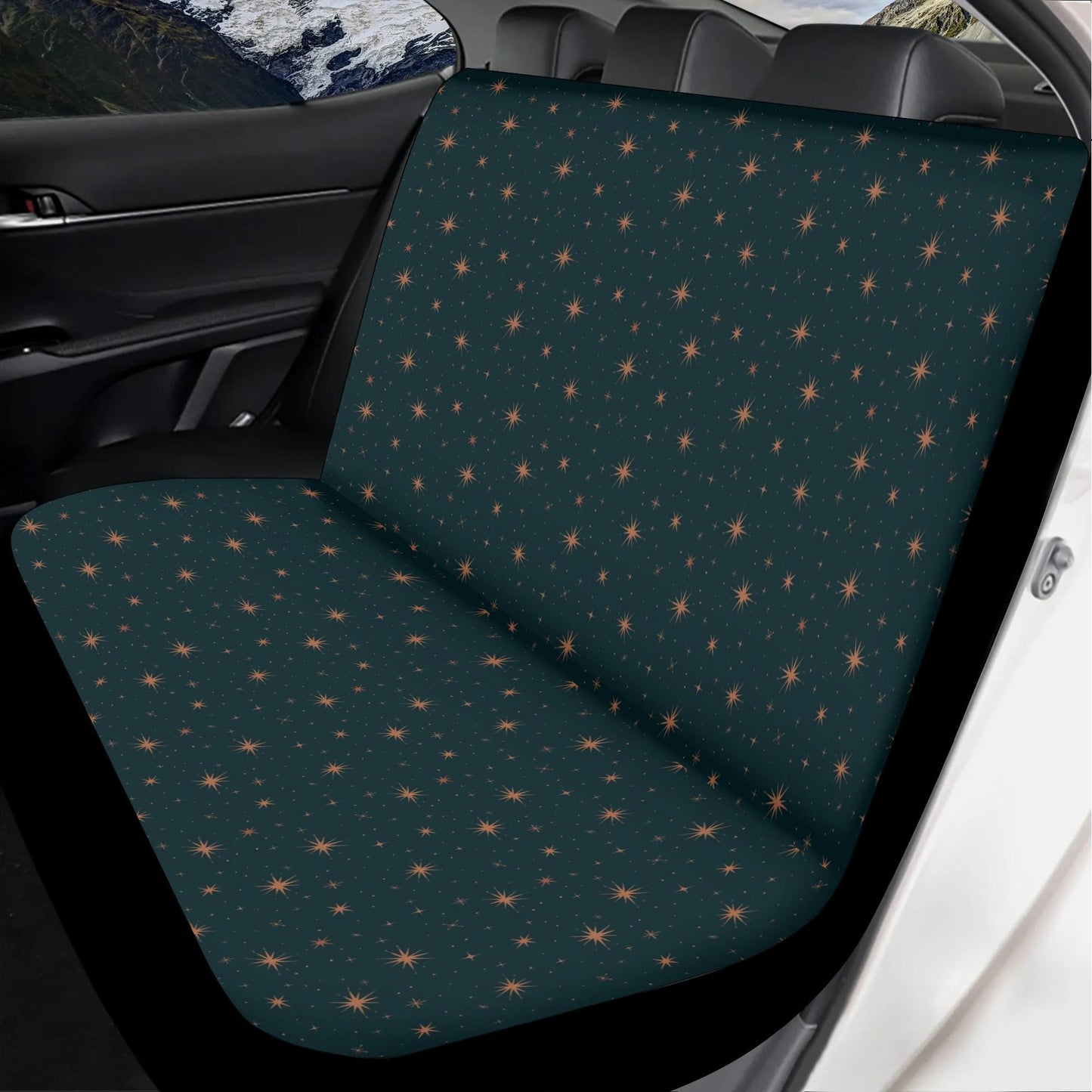 Forest Green Car Seat Covers, Celestial Front and Back Seat Cover Set, Starry Decor