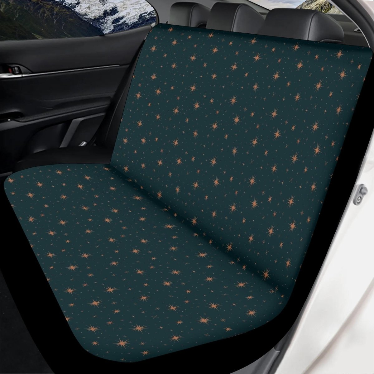 Forest Green Car Seat Covers, Celestial Front and Back Seat Cover Set, Starry Decor