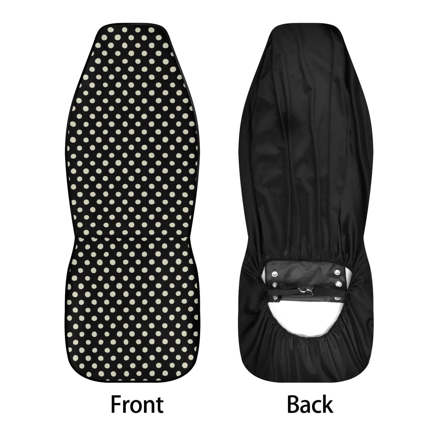 Polka Dots - Black and Light Beige Lightweight Car Seat Cover Set (set of 4)