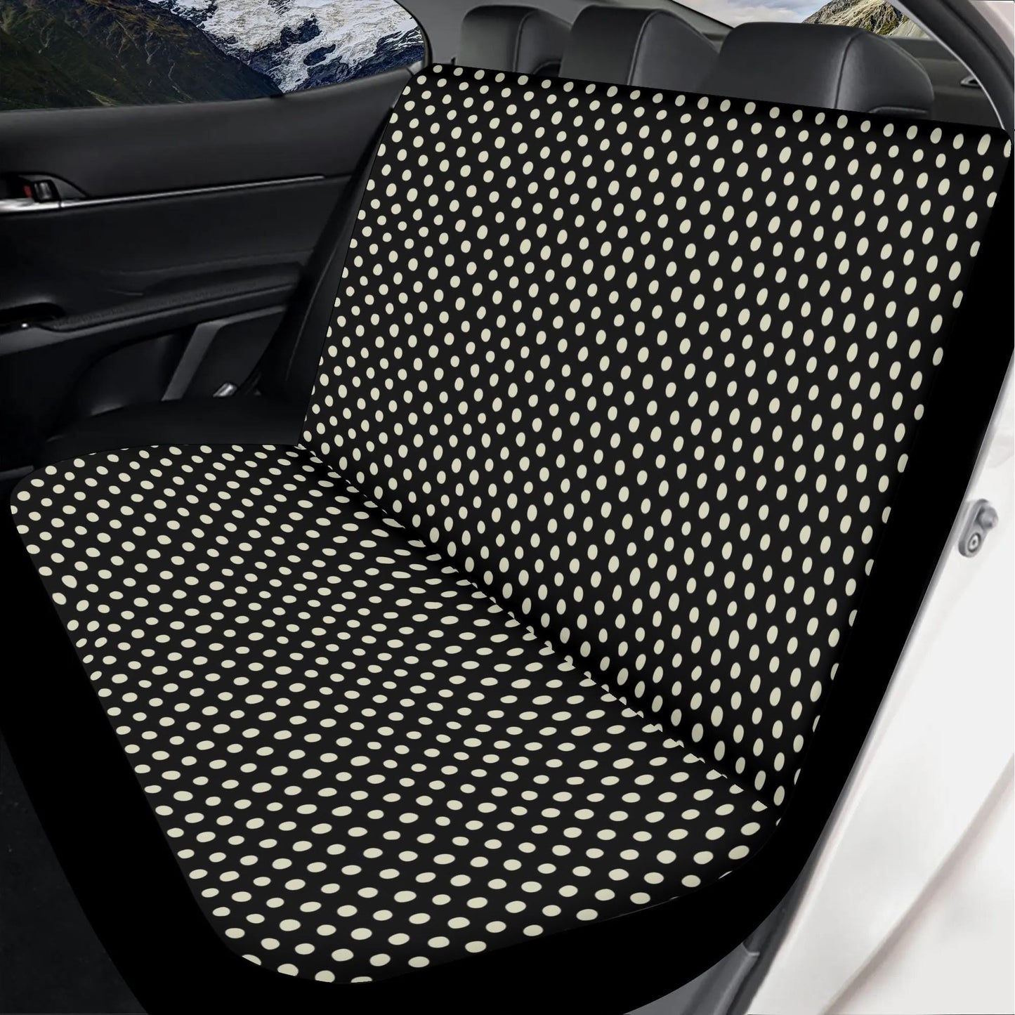Polka Dots - Black and Light Beige Lightweight Car Seat Cover Set (set of 4)