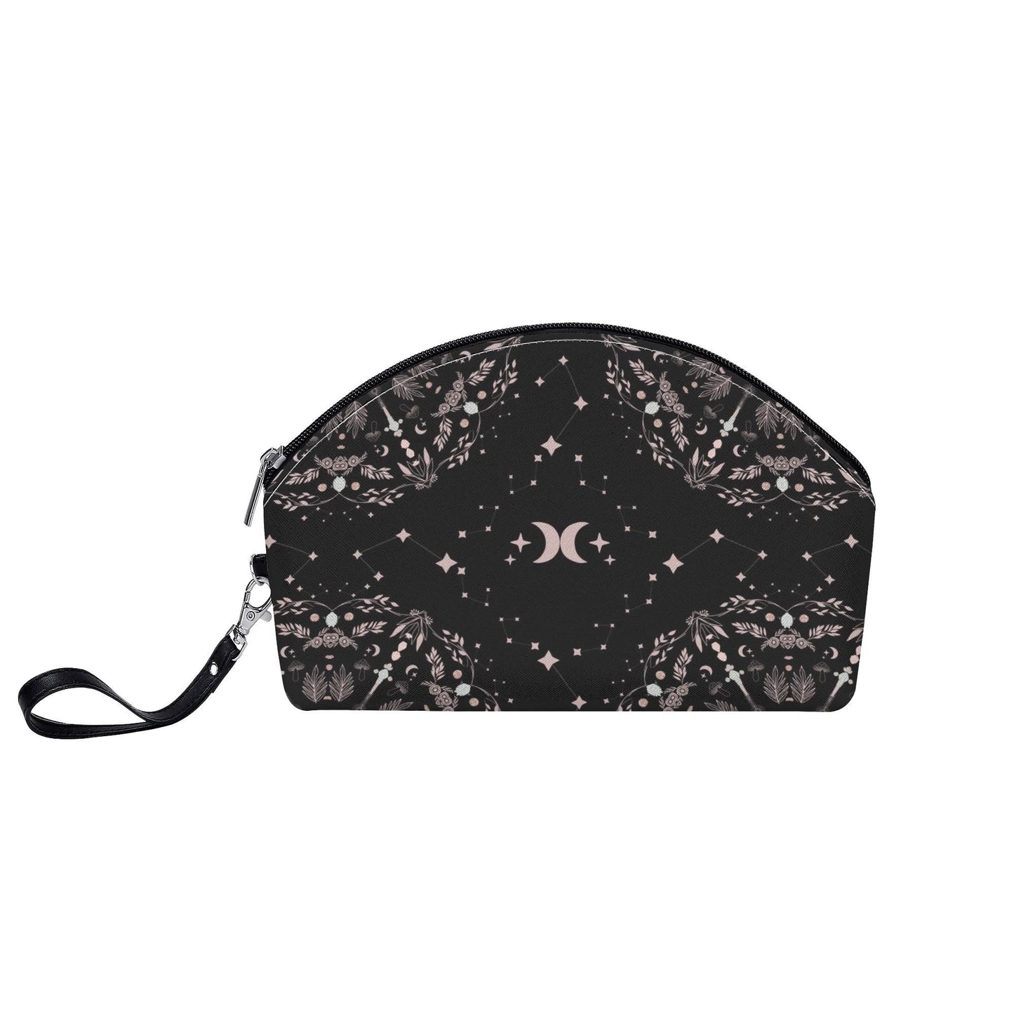 Celestial Cosmetic Bag - Moon - Black and Pink Mandala