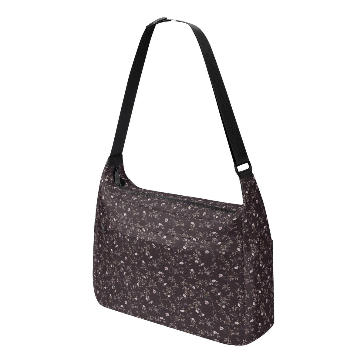 Dark Purple Floral Laptop Messenger & Shoulder Bag