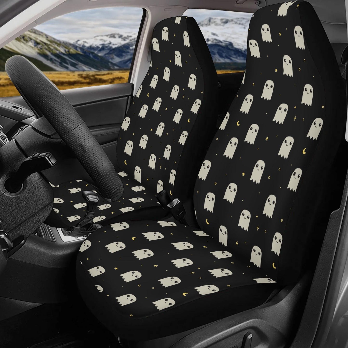 Ghosts Car Seat Cover Set - Small Ghost Pattern - Halloween Car Decor