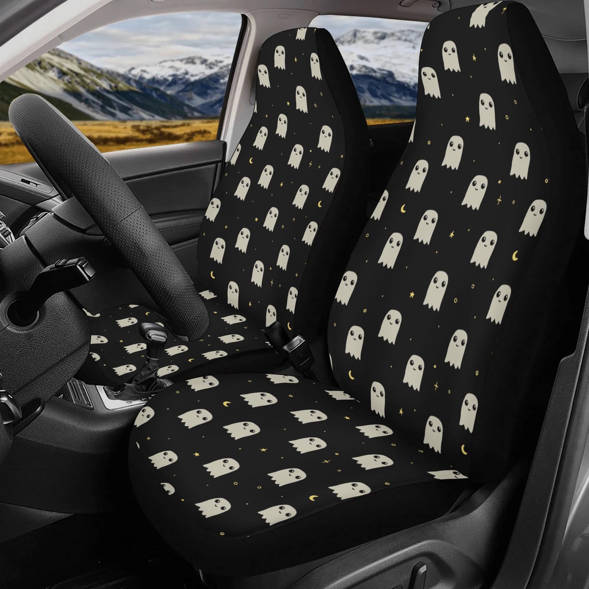 Ghosts Car Seat Cover Set - Small Ghost Pattern - Halloween Car Decor