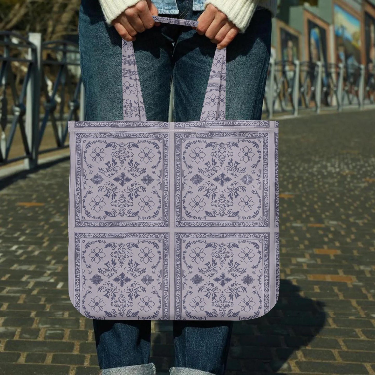 Purple Bandana Printed Tote Bag - Poly - Cotton - Hippie - Goth Bag