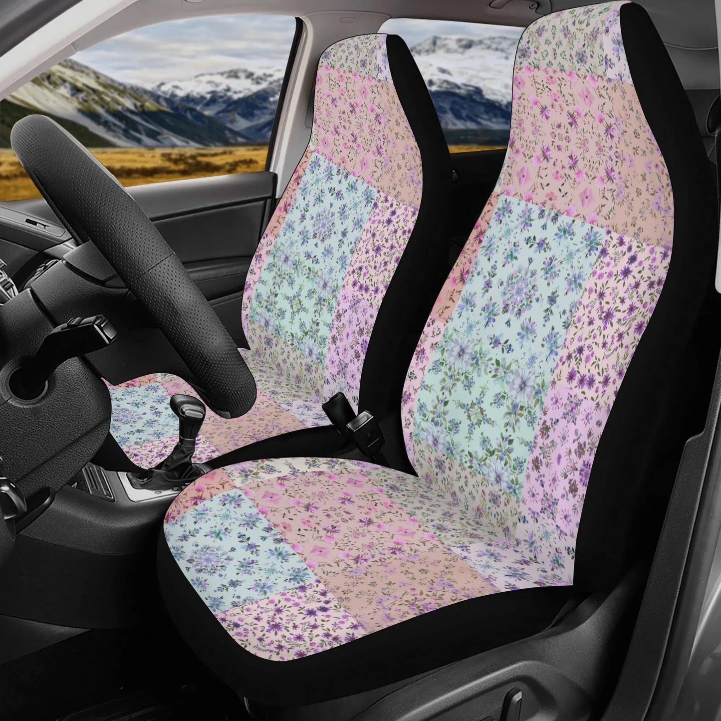 Patchwork Hippie Car Seat Cover Set - Bright Ditsy Florals