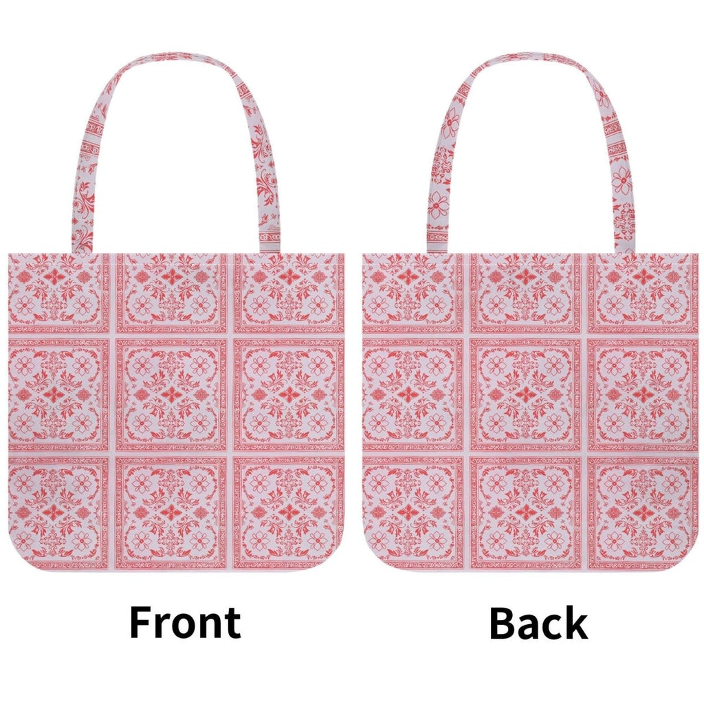 Pink Red Bandana Pattern Tote Bag – Polyester Cotton Blend, Everyday Use
