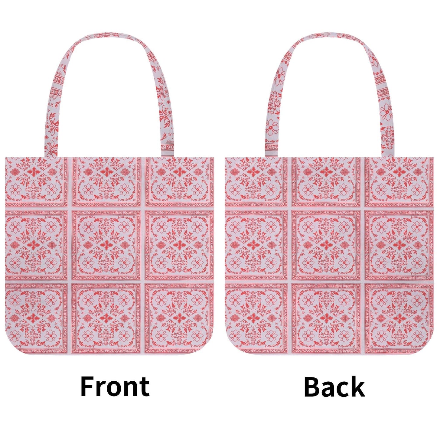 Pink Red Bandana Pattern Tote Bag – Polyester Cotton Blend, Everyday Use
