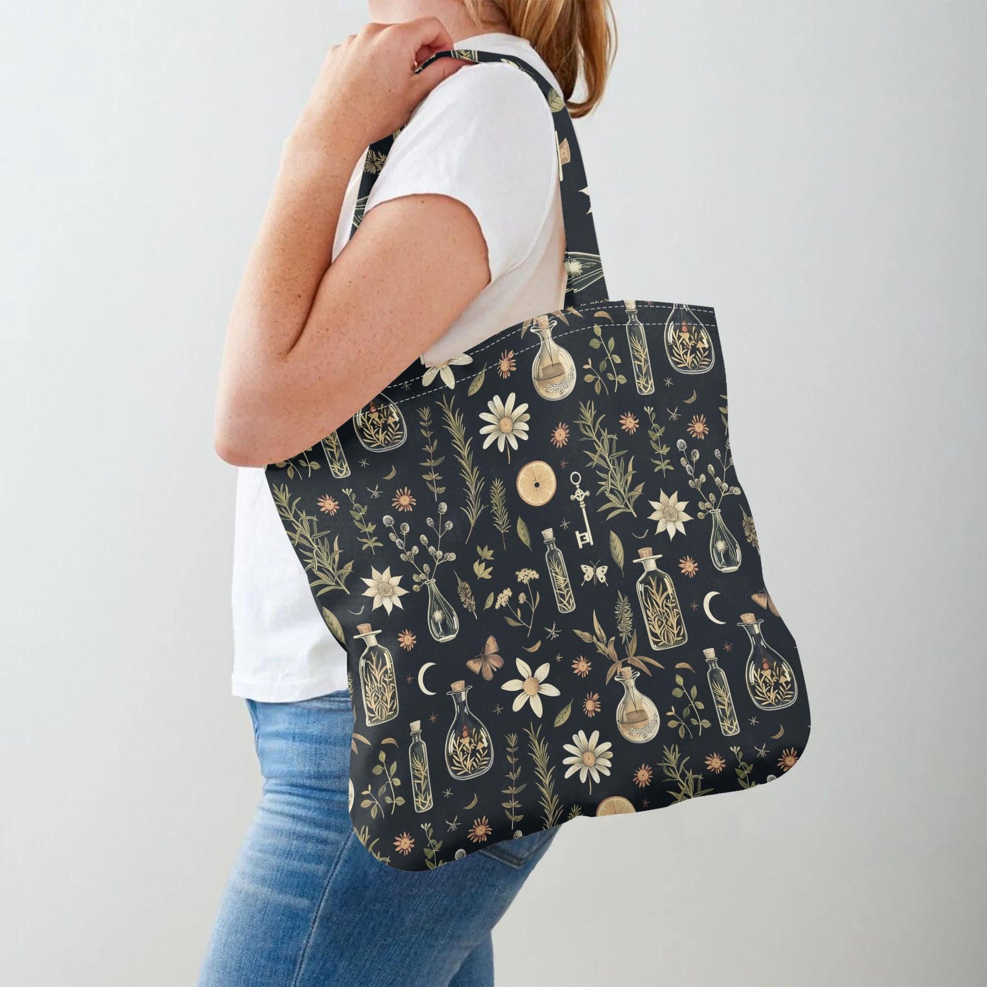 Vintage Apothecary Cloth Tote Bag - Witchy Printed Tote