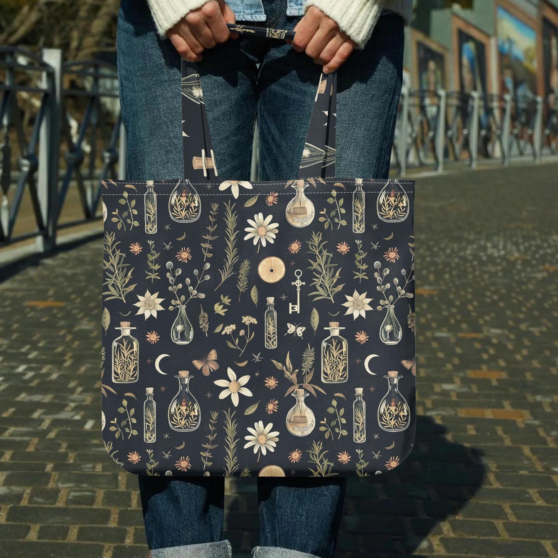 Vintage Apothecary Cloth Tote Bag - Witchy Printed Tote