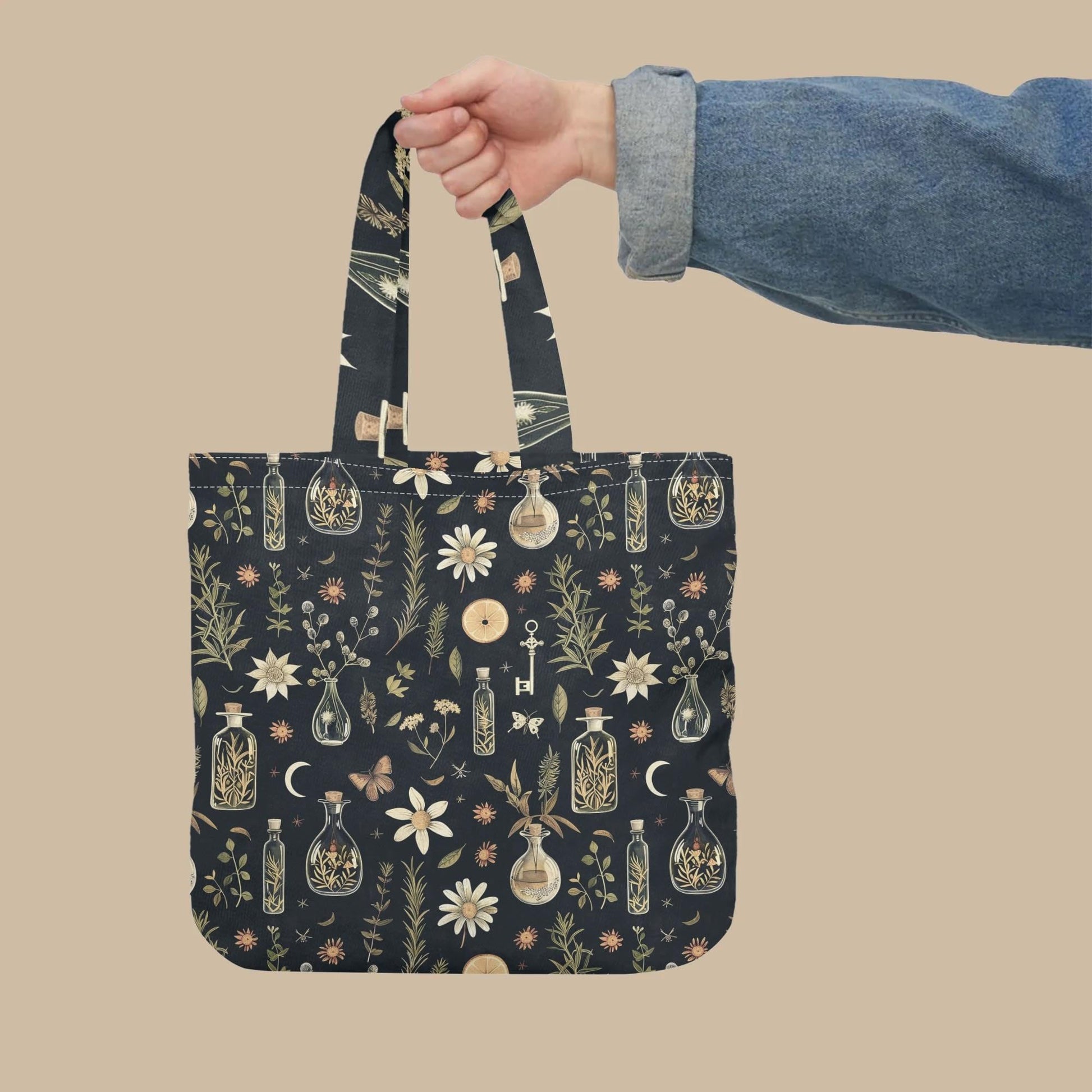 Vintage Apothecary Cloth Tote Bag - Witchy Printed Tote