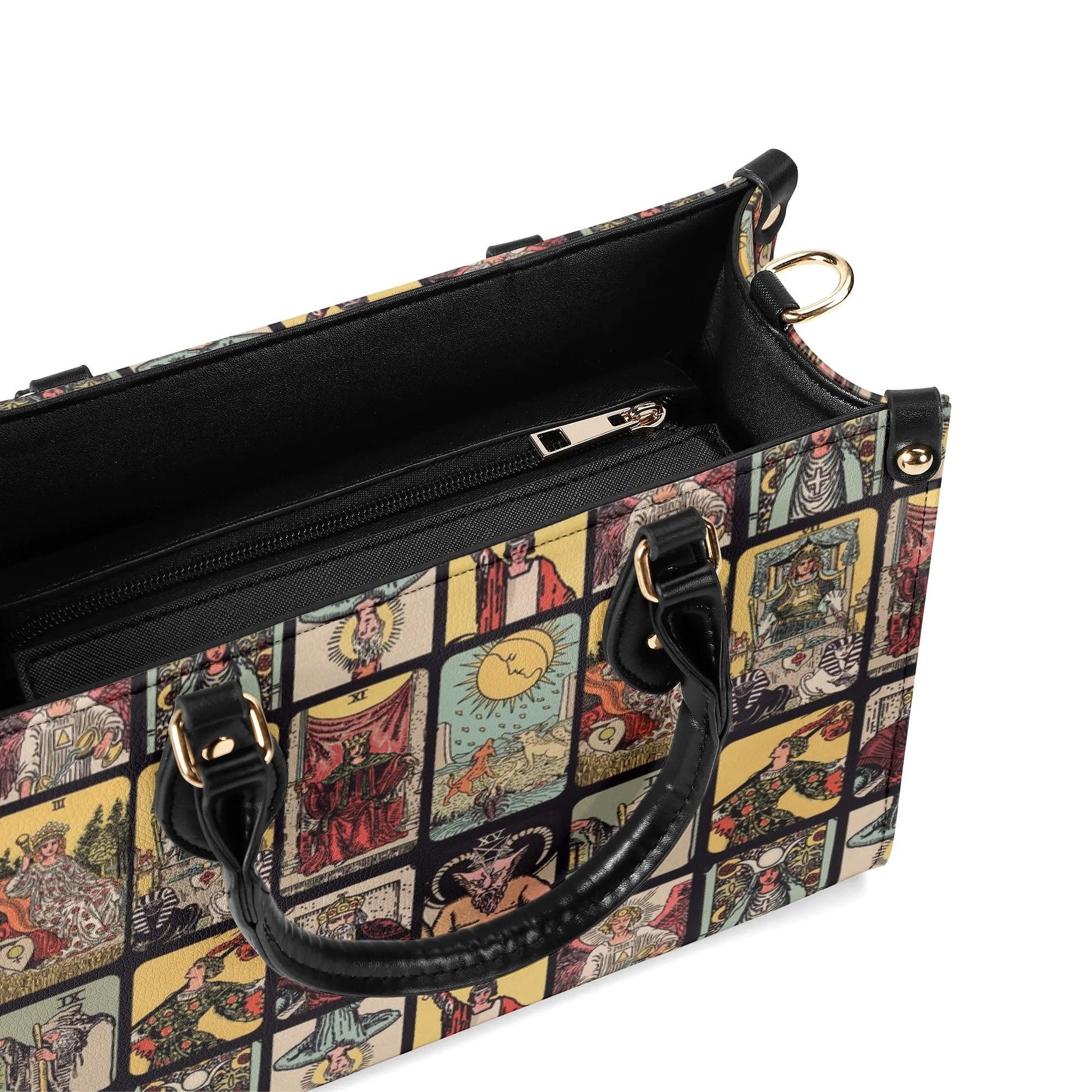 Vintage Tarot Bag - Rider Waite - Faux Leather Handbag - Squares and Rectangles