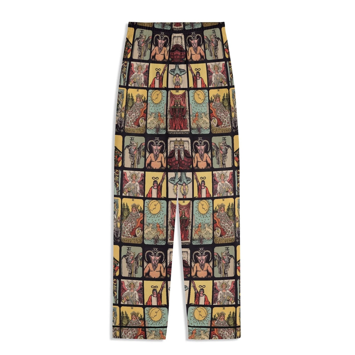 Vintage Tarot Pjs - Unisex Long Sleeve Adult Nightwear Pajama Set - Rider Waite Design