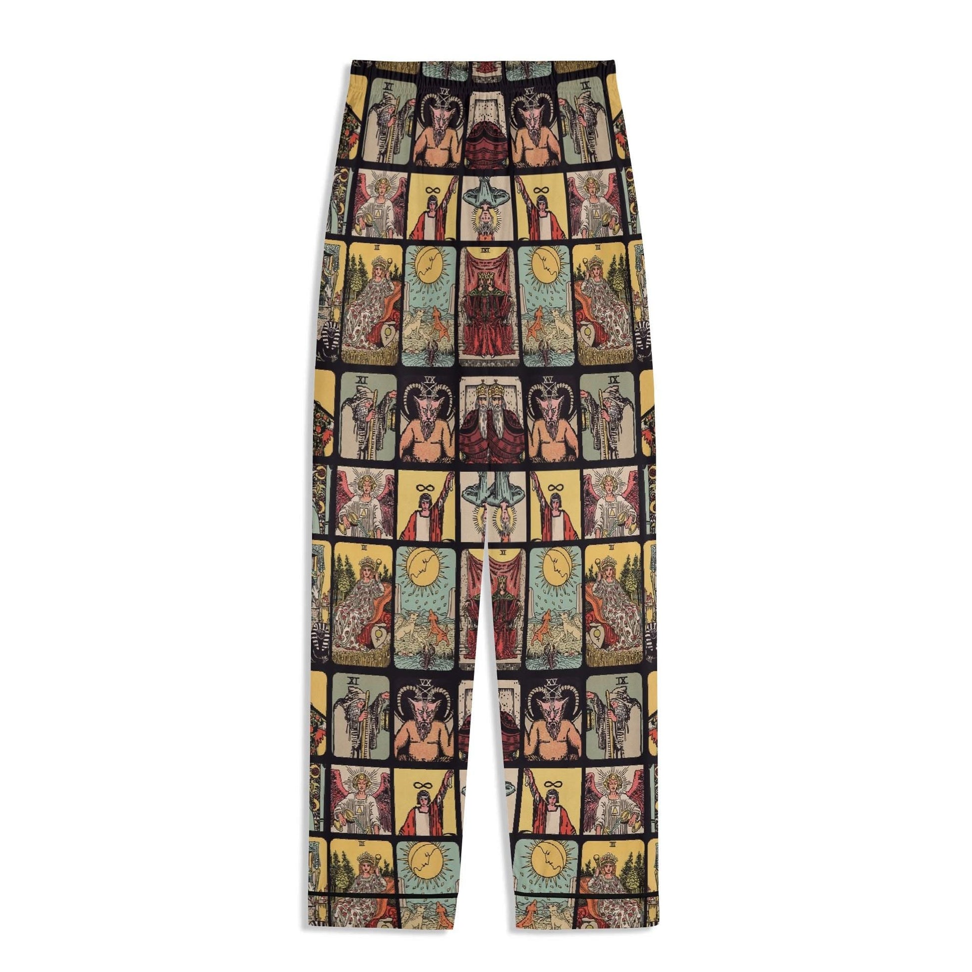 Vintage Tarot Pjs - Unisex Long Sleeve Adult Nightwear Pajama Set - Rider Waite Design