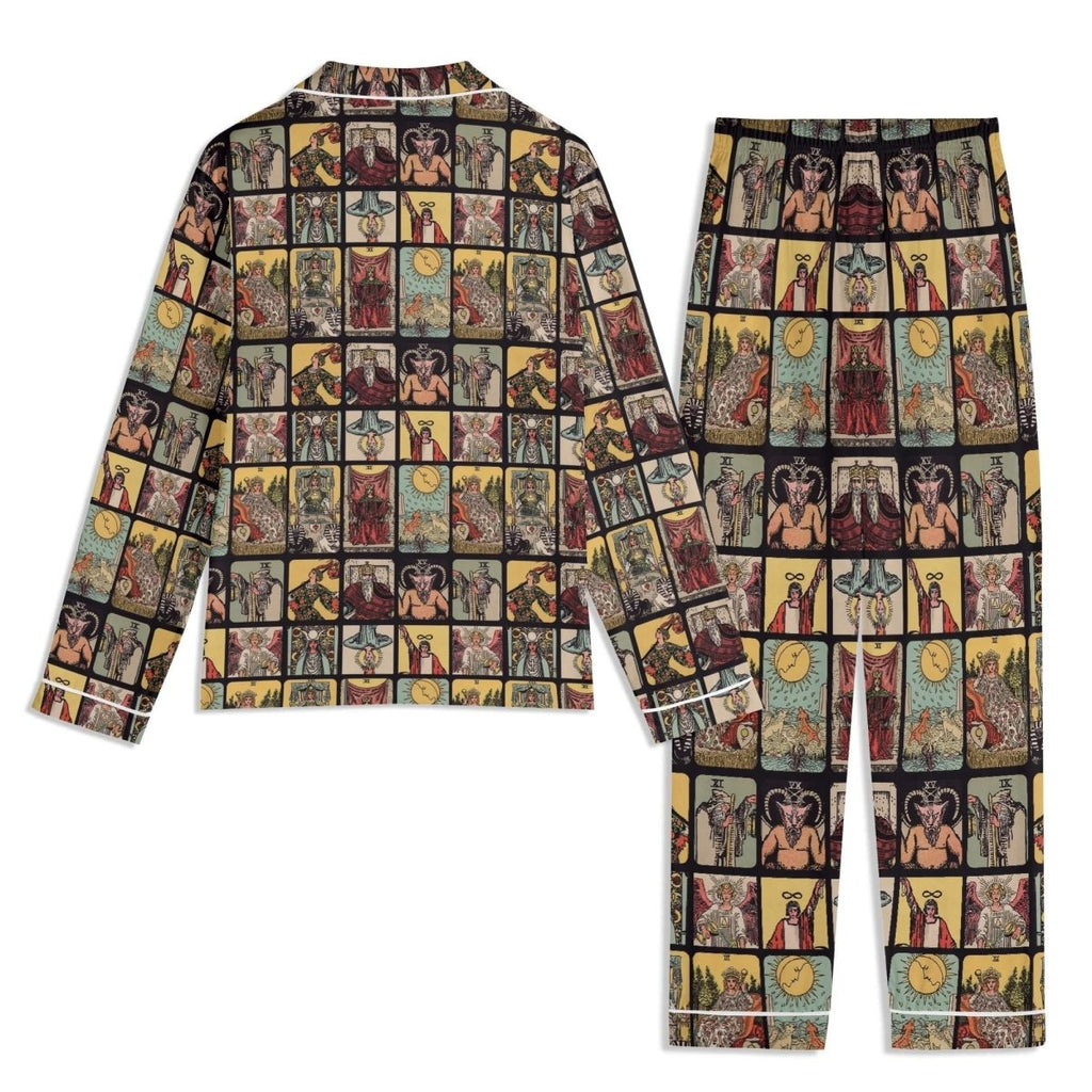 Vintage Tarot Pjs - Unisex Long Sleeve Adult Nightwear Pajama Set - Rider Waite Design