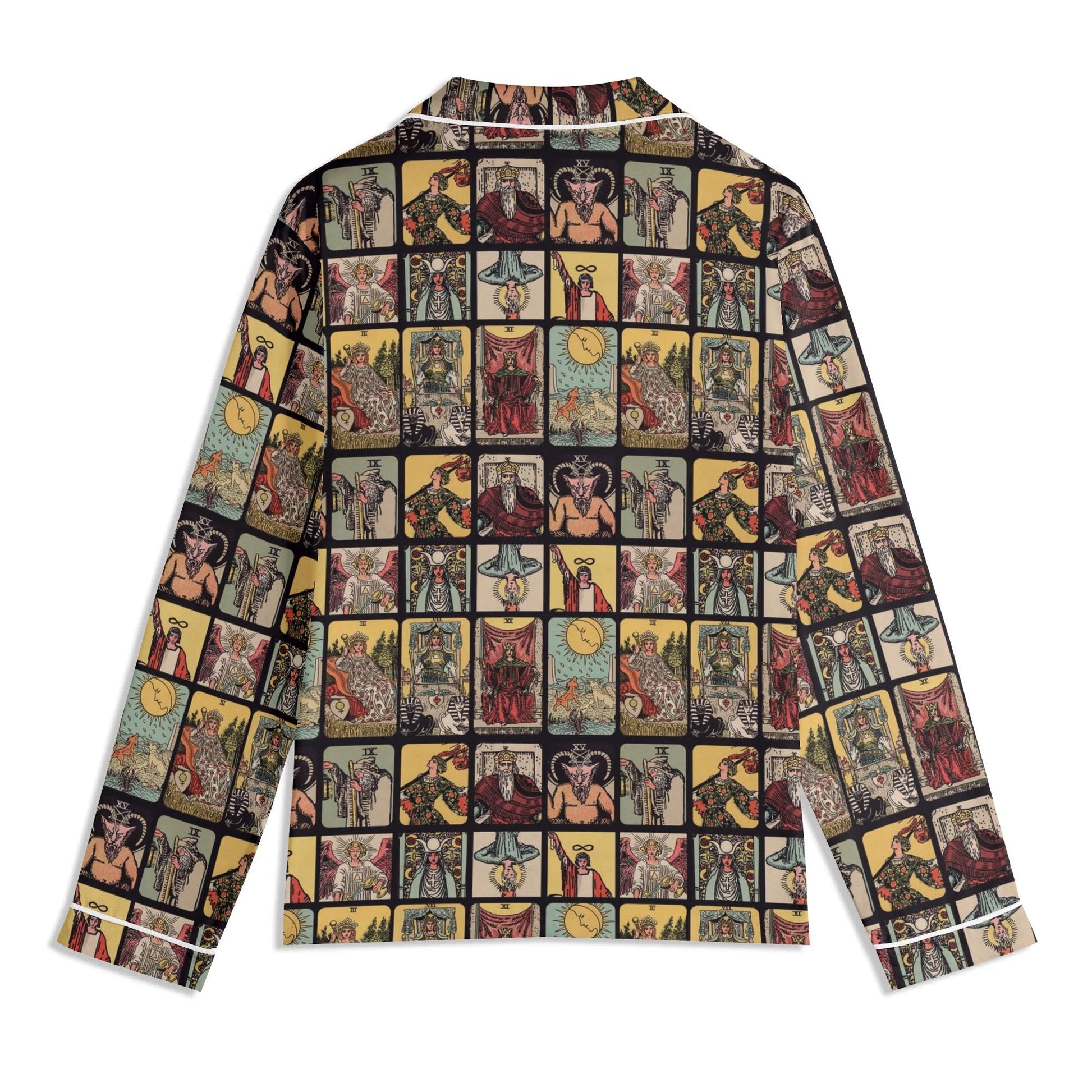 Vintage Tarot Pjs - Unisex Long Sleeve Adult Nightwear Pajama Set - Rider Waite Design