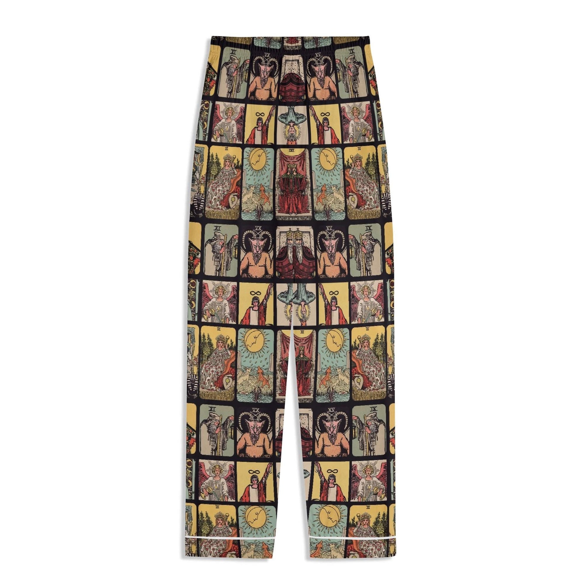 Vintage Tarot Pjs - Unisex Long Sleeve Adult Nightwear Pajama Set - Rider Waite Design