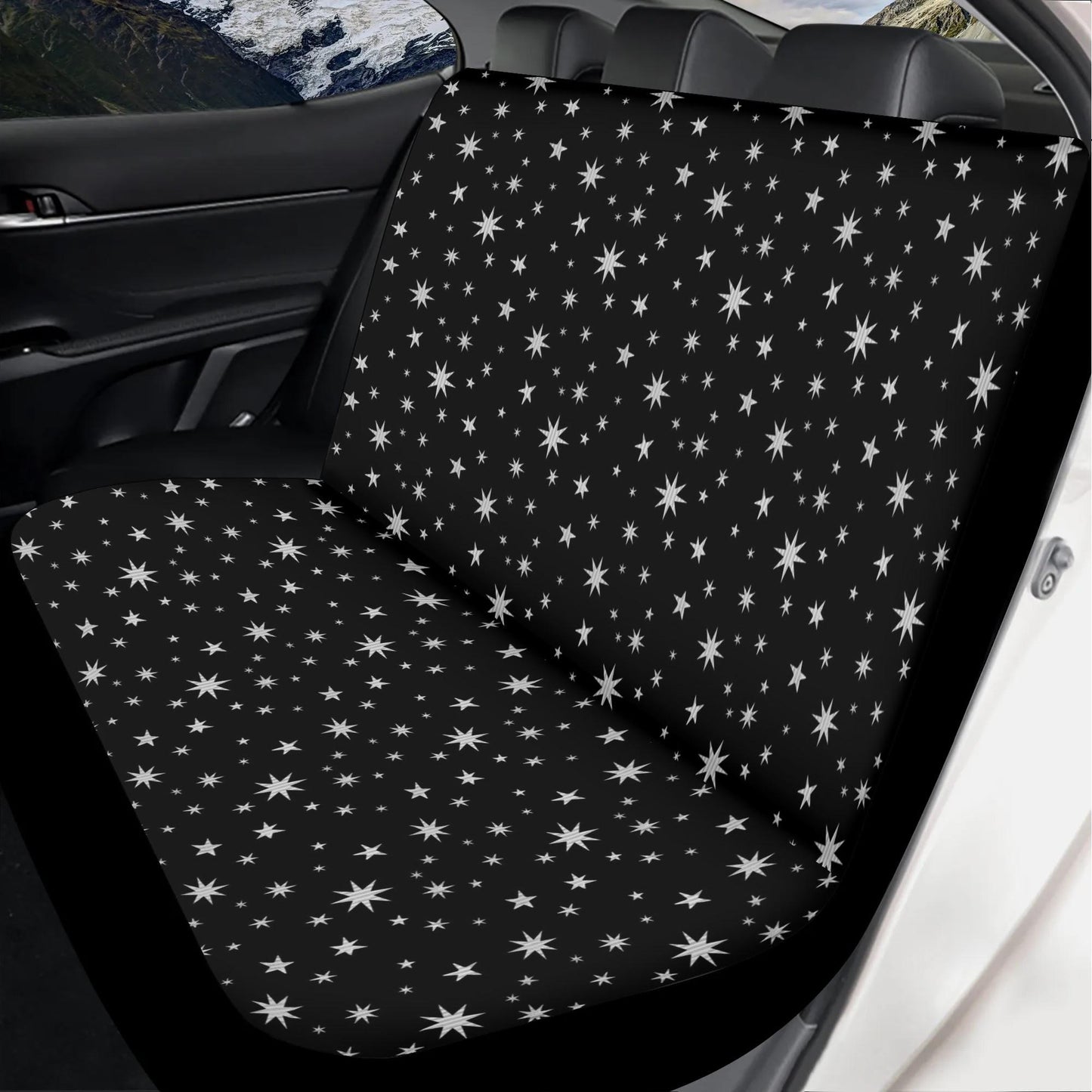 Black Seat Covers with Silver Stars Pattern - Lightweight Car Seat Cover Set