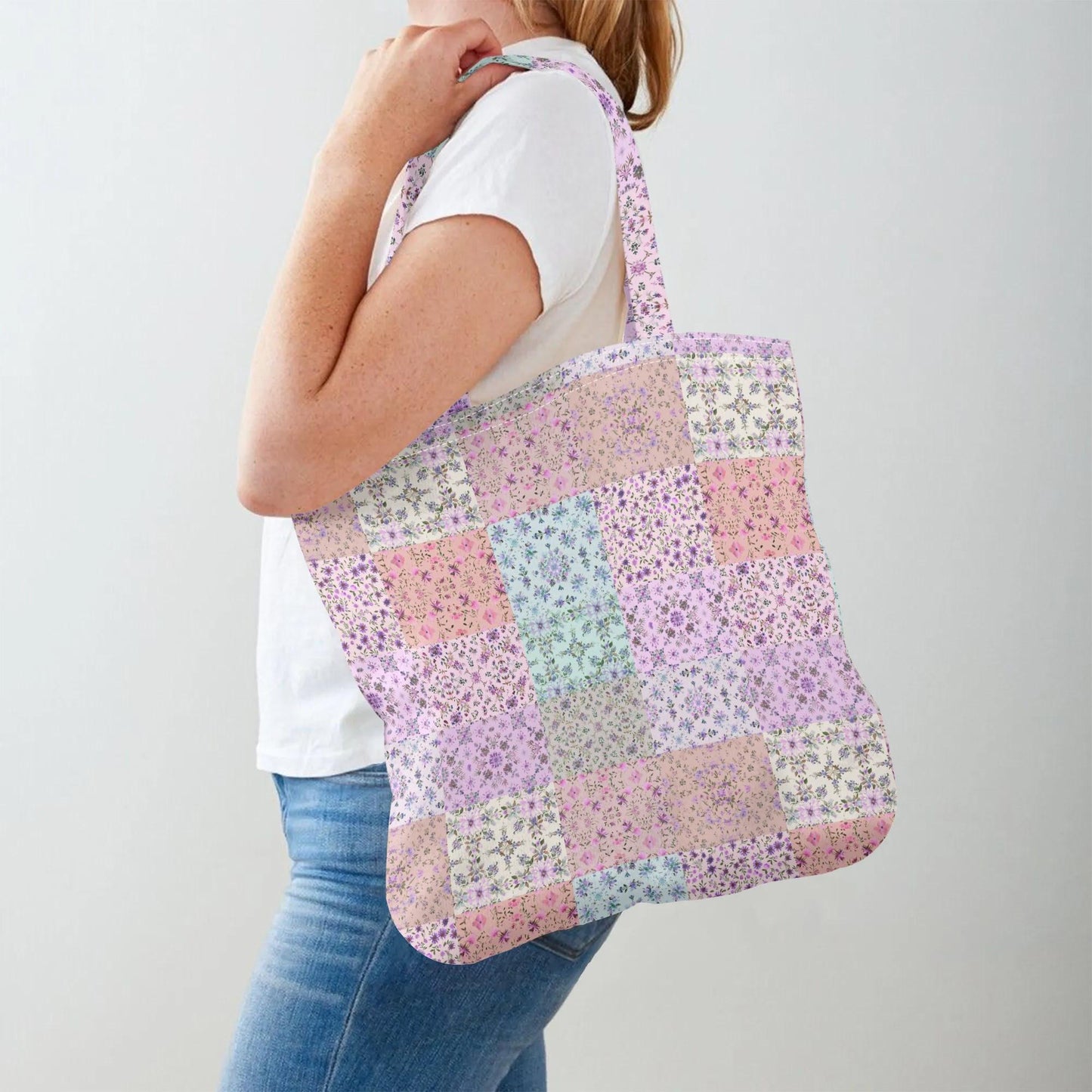 Pink Patchwork Tote - Floral Bag - Premium Cloth - Shabby Chic