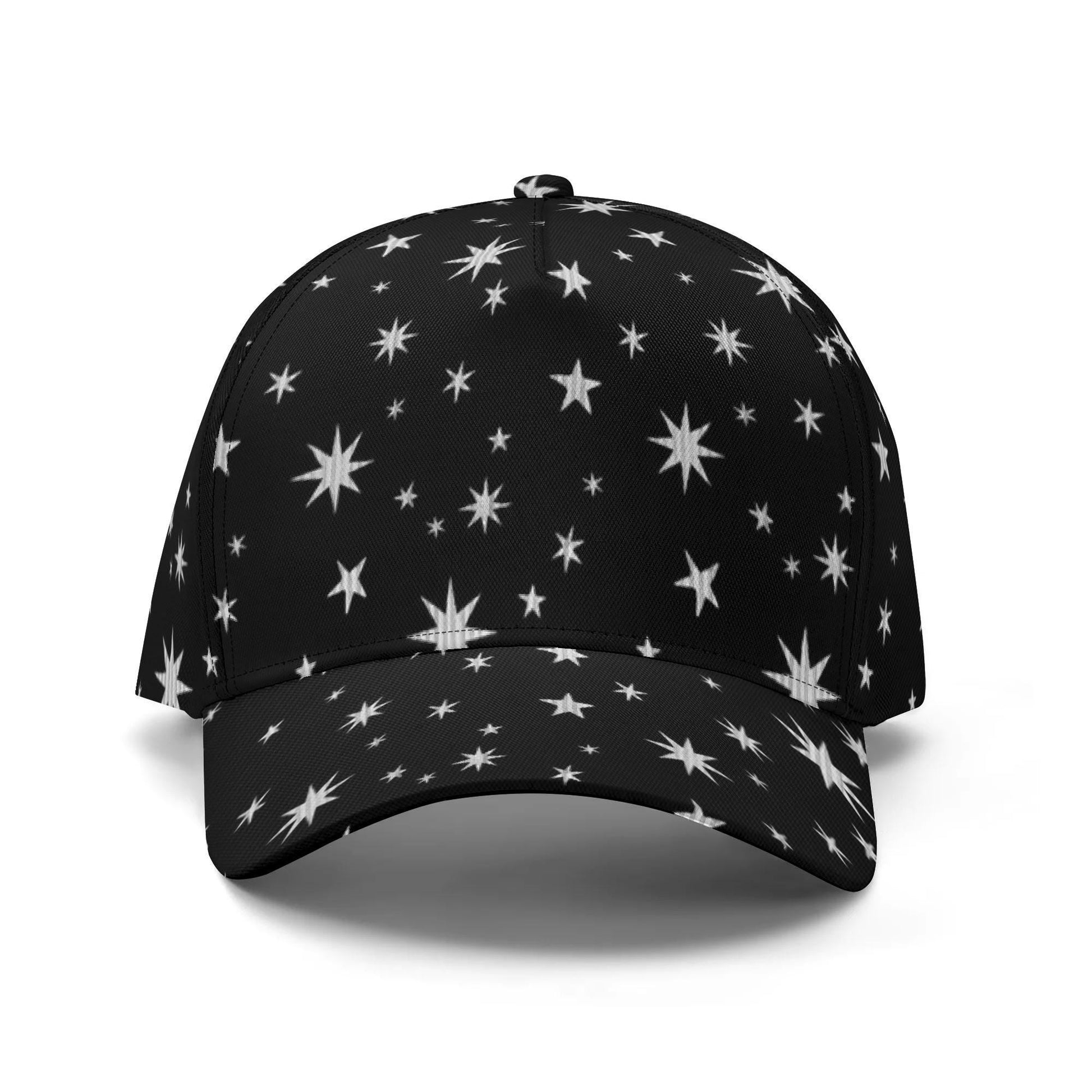 Black Hat with Silver Stars - Baseball Cap - Unisex