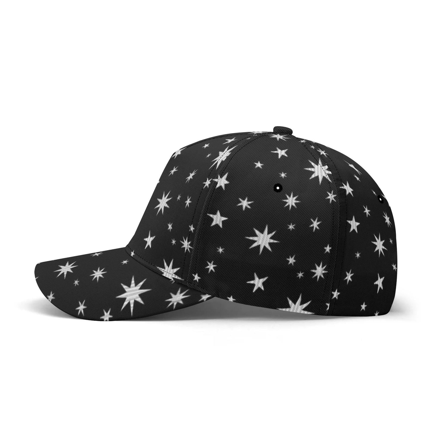 Black Hat with Silver Stars - Baseball Cap - Unisex