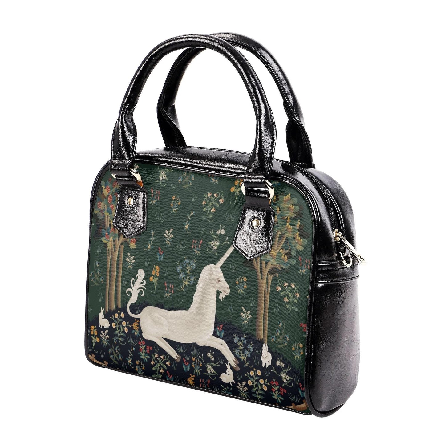 Medieval Unicorn Handbag- Dark Green - Festival Purse - Vegan Leather Shoulder Handbag