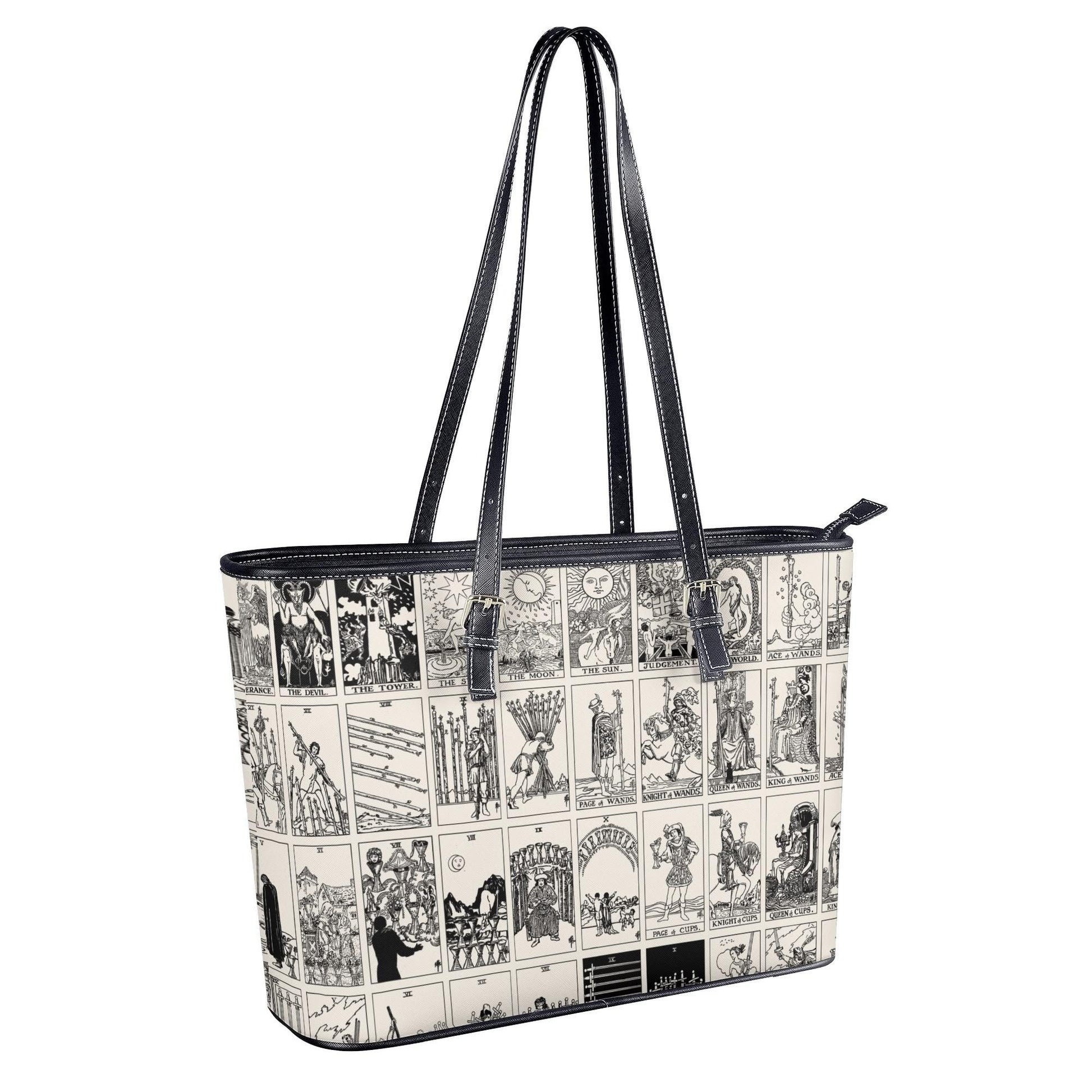 Black and White Tarot Card Tote, Vintage Purse, Mystical Shoulder Bag, Witchy Everyday