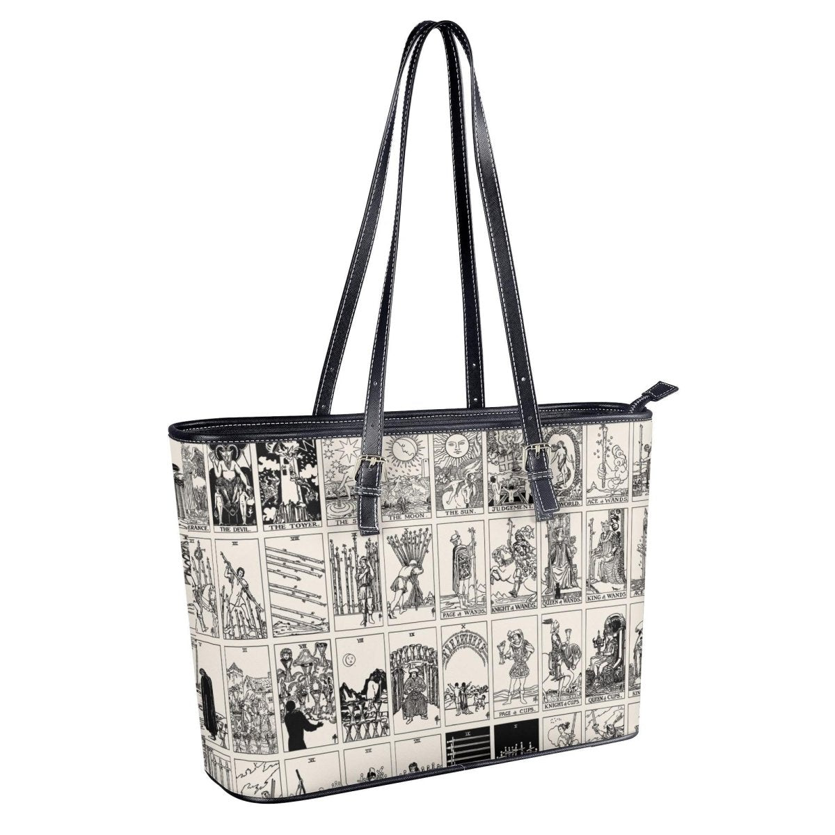 Black and White Tarot Card Tote, Vintage Purse, Mystical Shoulder Bag, Witchy Everyday