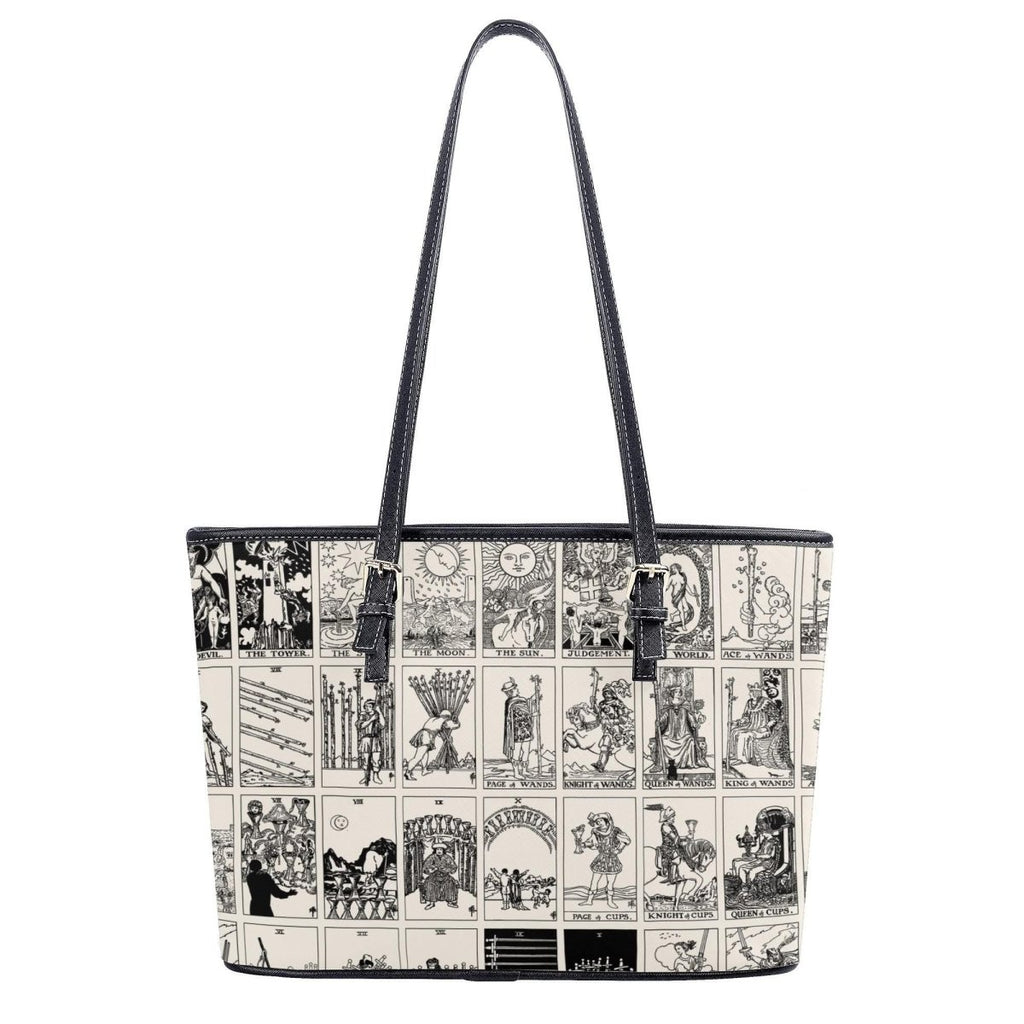 Black and White Tarot Card Tote, Vintage Purse, Mystical Shoulder Bag, Witchy Everyday