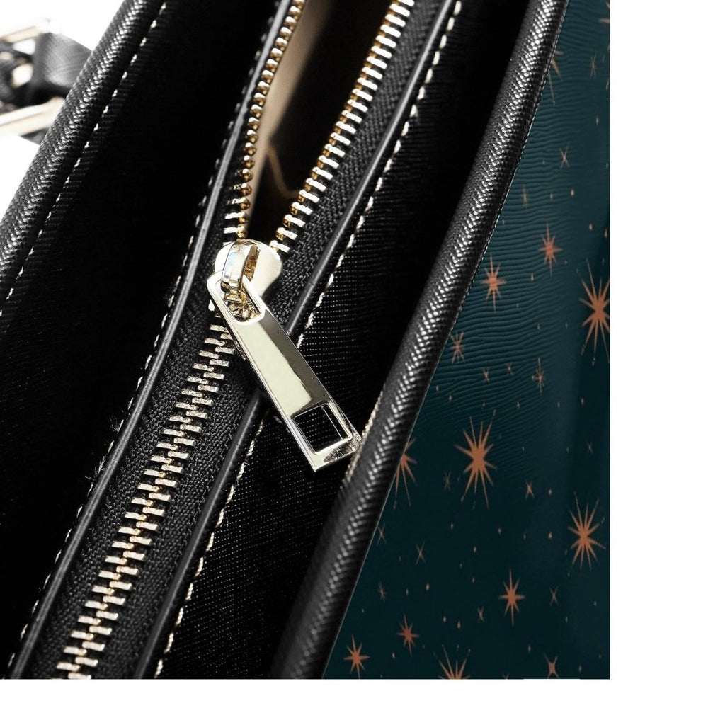 Dark Green Star Tote Bag, Celestial Shoulder Bag, Witchy Everyda, Minimalist Cosmic Handbag
