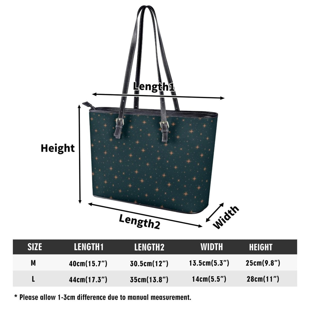 Dark Green Star Tote Bag, Celestial Shoulder Bag, Witchy Everyda, Minimalist Cosmic Handbag
