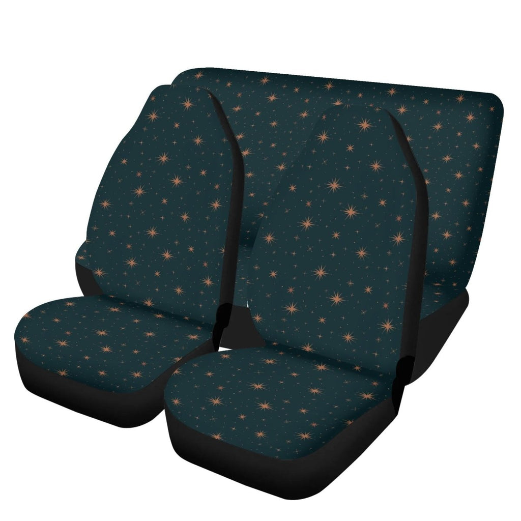 Forest Green Car Seat Covers, Celestial Front and Back Seat Cover Set, Starry Decor