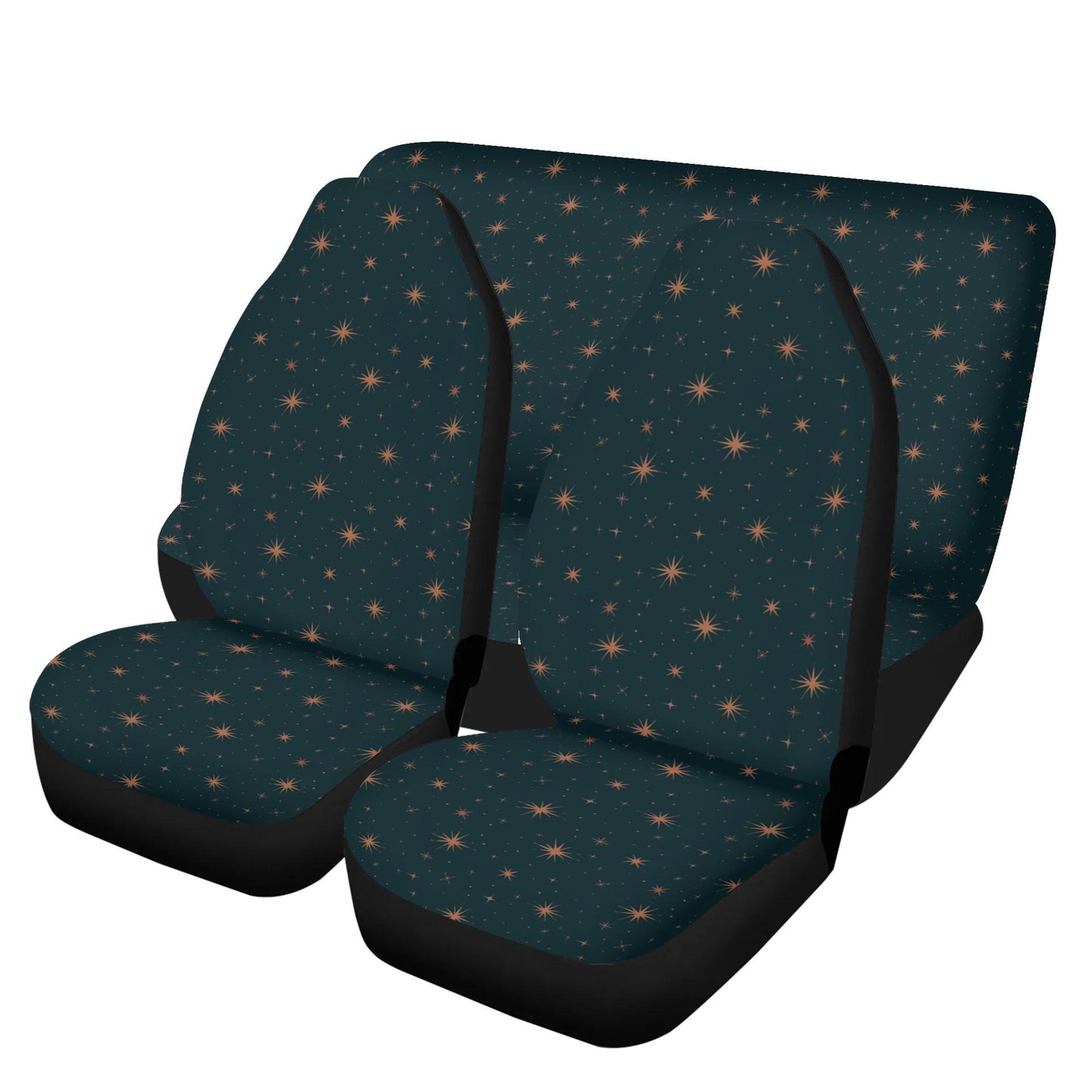 Forest Green Car Seat Covers, Celestial Front and Back Seat Cover Set, Starry Decor