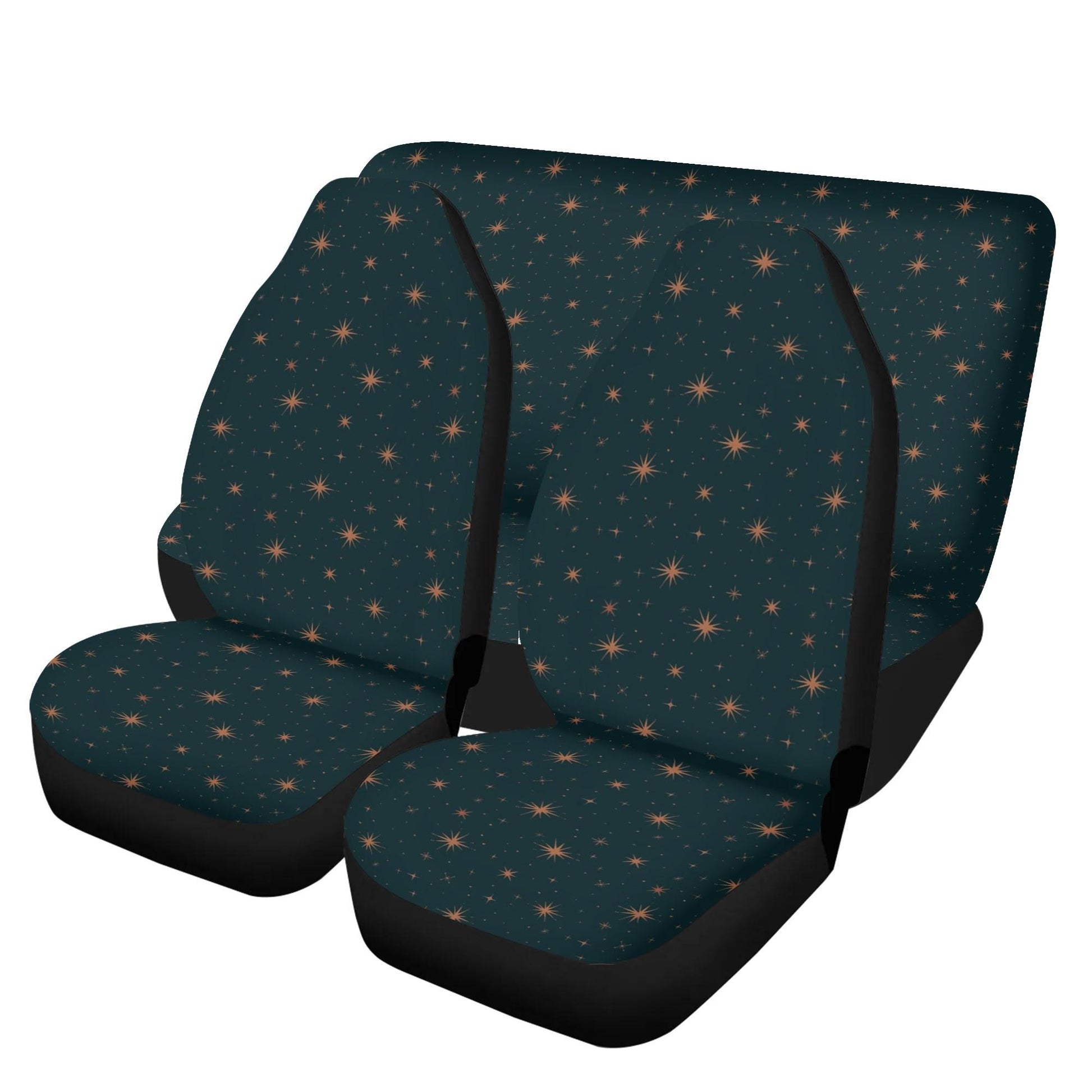 Forest Green Car Seat Covers, Celestial Front and Back Seat Cover Set, Starry Decor